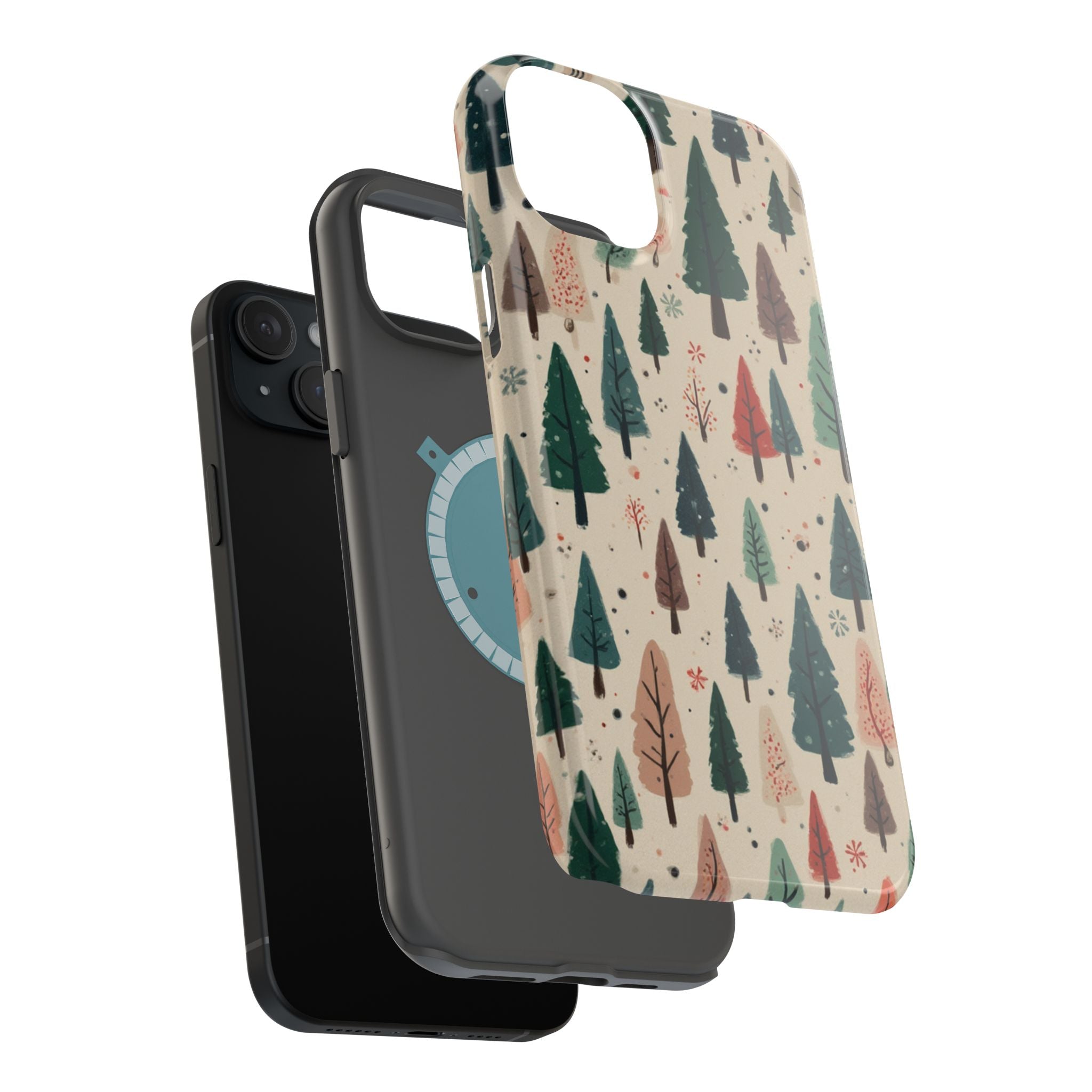 Forest Pattern Magnetic Impact-Resistant Phone Case — Winter Tree Design