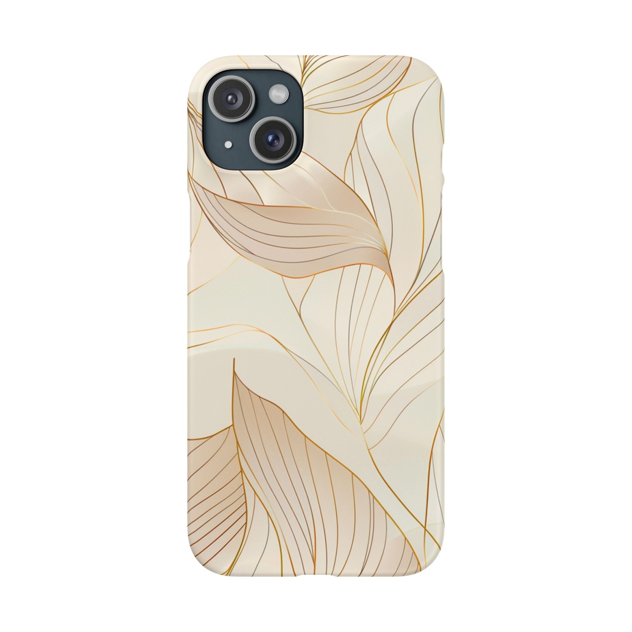 Floral Gold Leaf Phone Case — Elegant Neutral Botanical Snap Case