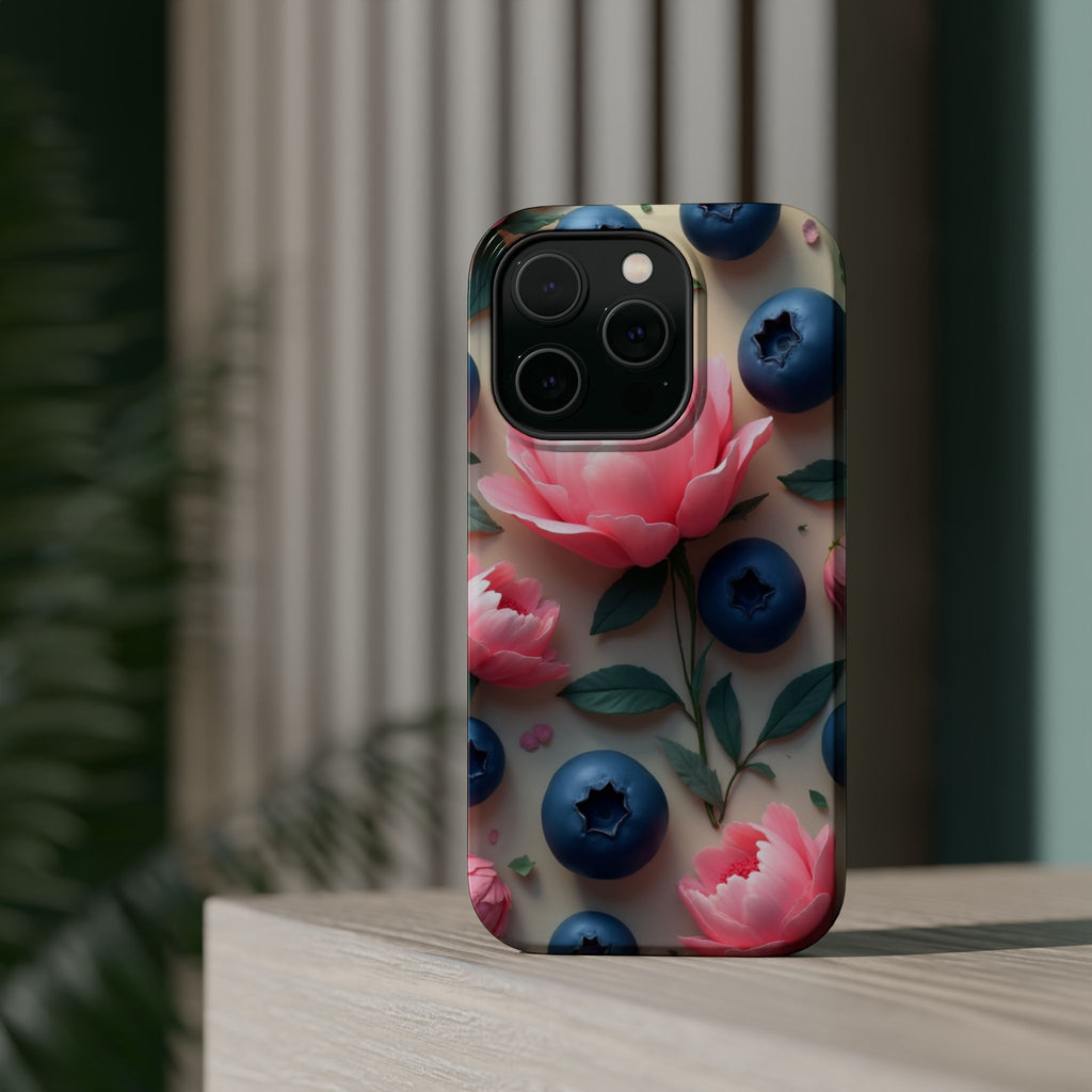 Floral Blueberry Phone Case — Magnetic Impact-Resistant