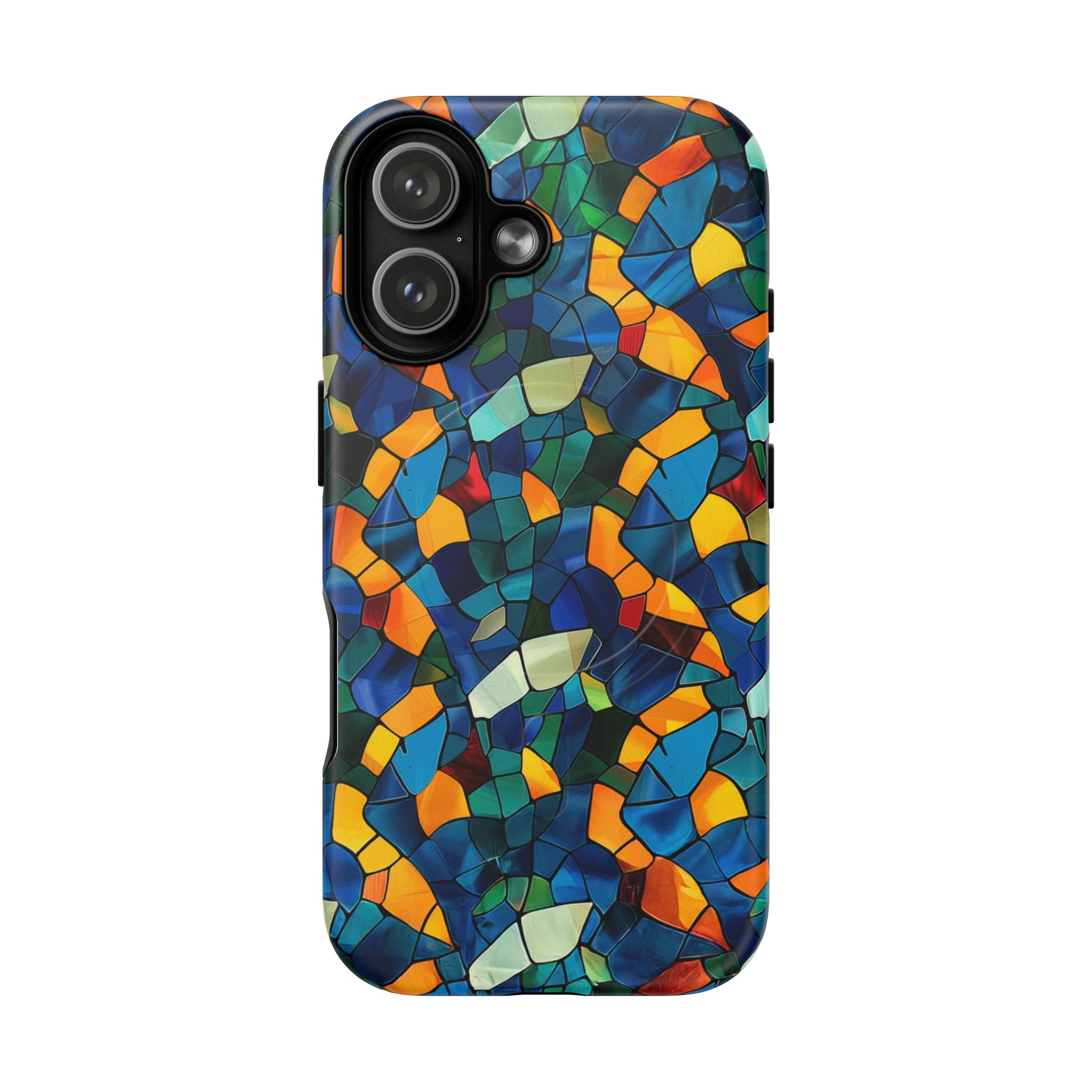 Stained Glass Mosaic Tough Magnetic Phone Case — Vibrant Abstract Protective Cover