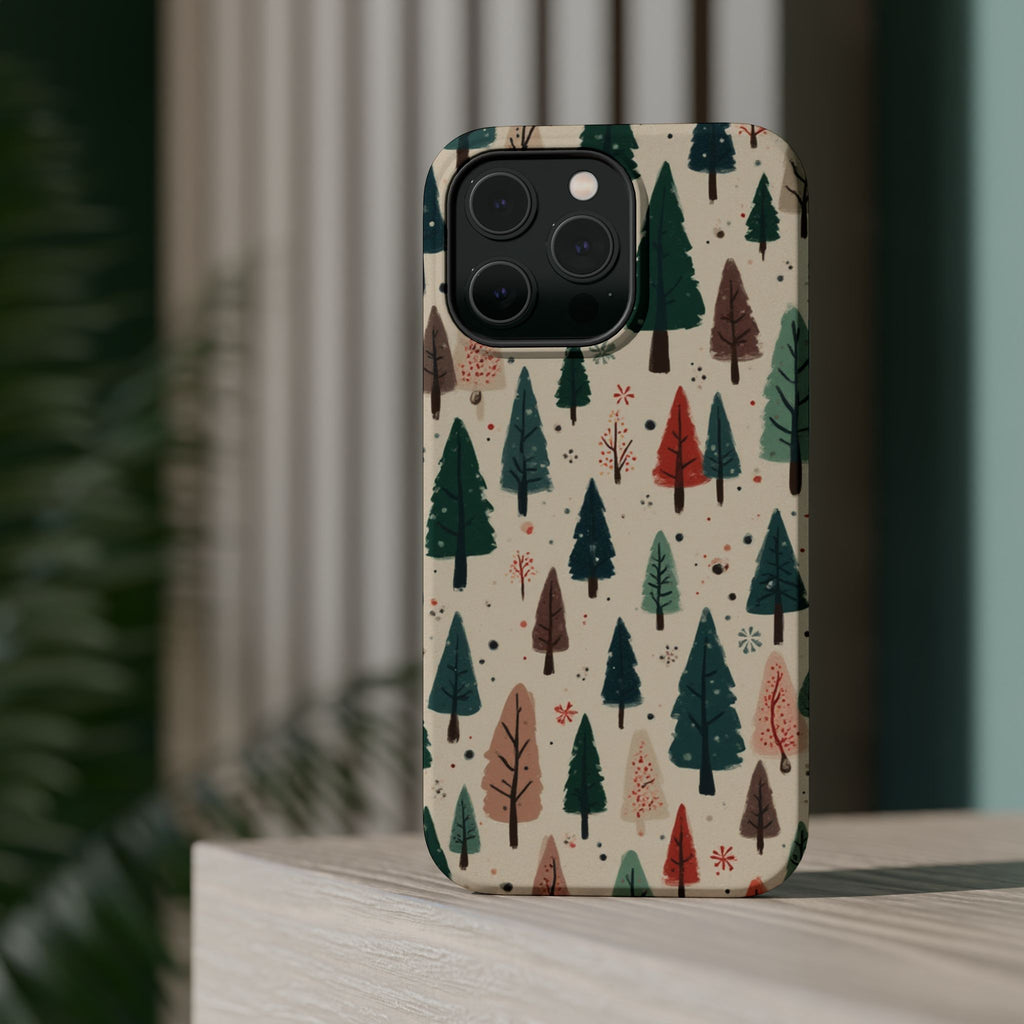 Forest Pattern Magnetic Impact-Resistant Phone Case — Winter Tree Design