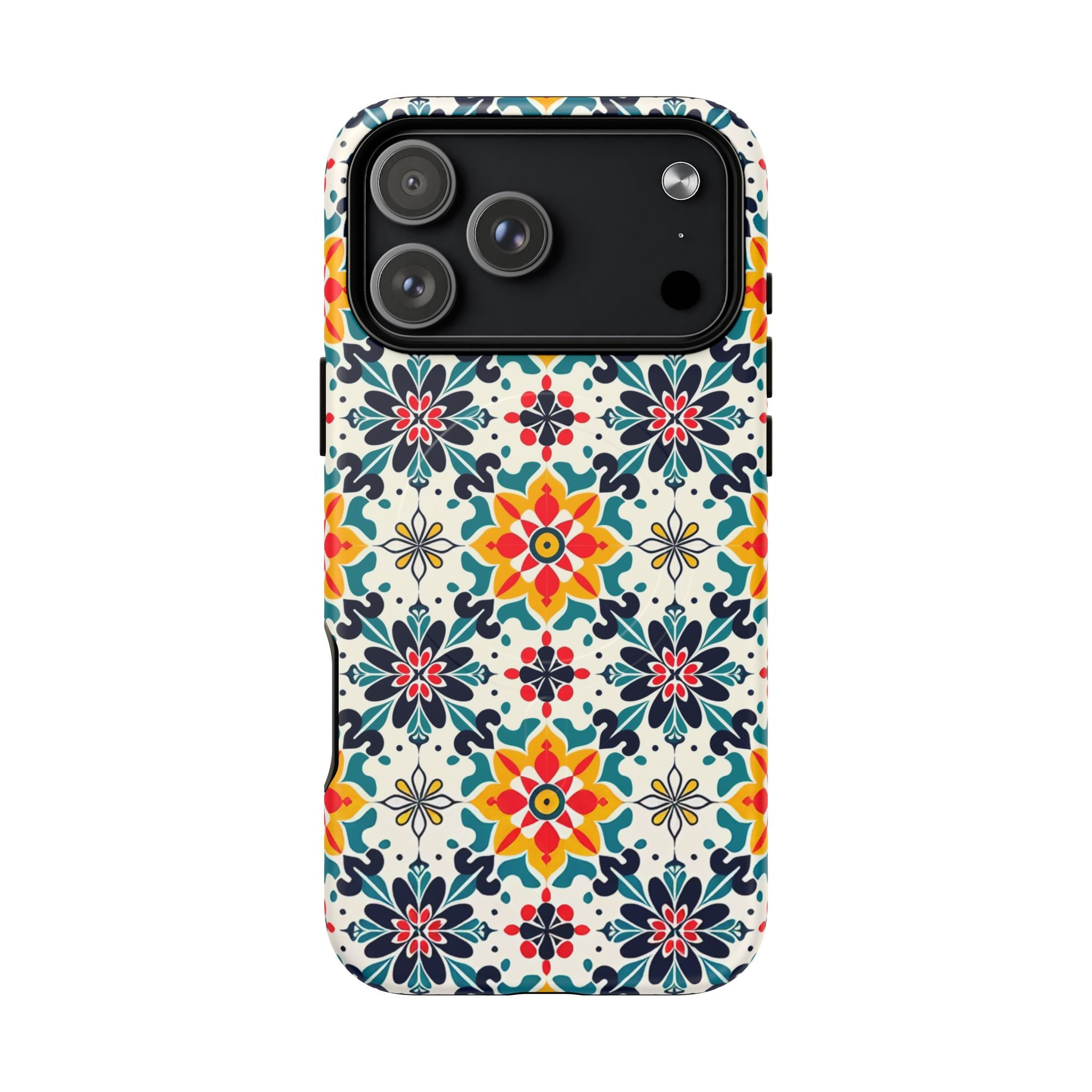 Floral Mosaic Tough Magnetic Phone Case — Colorful Boho Protective Cover