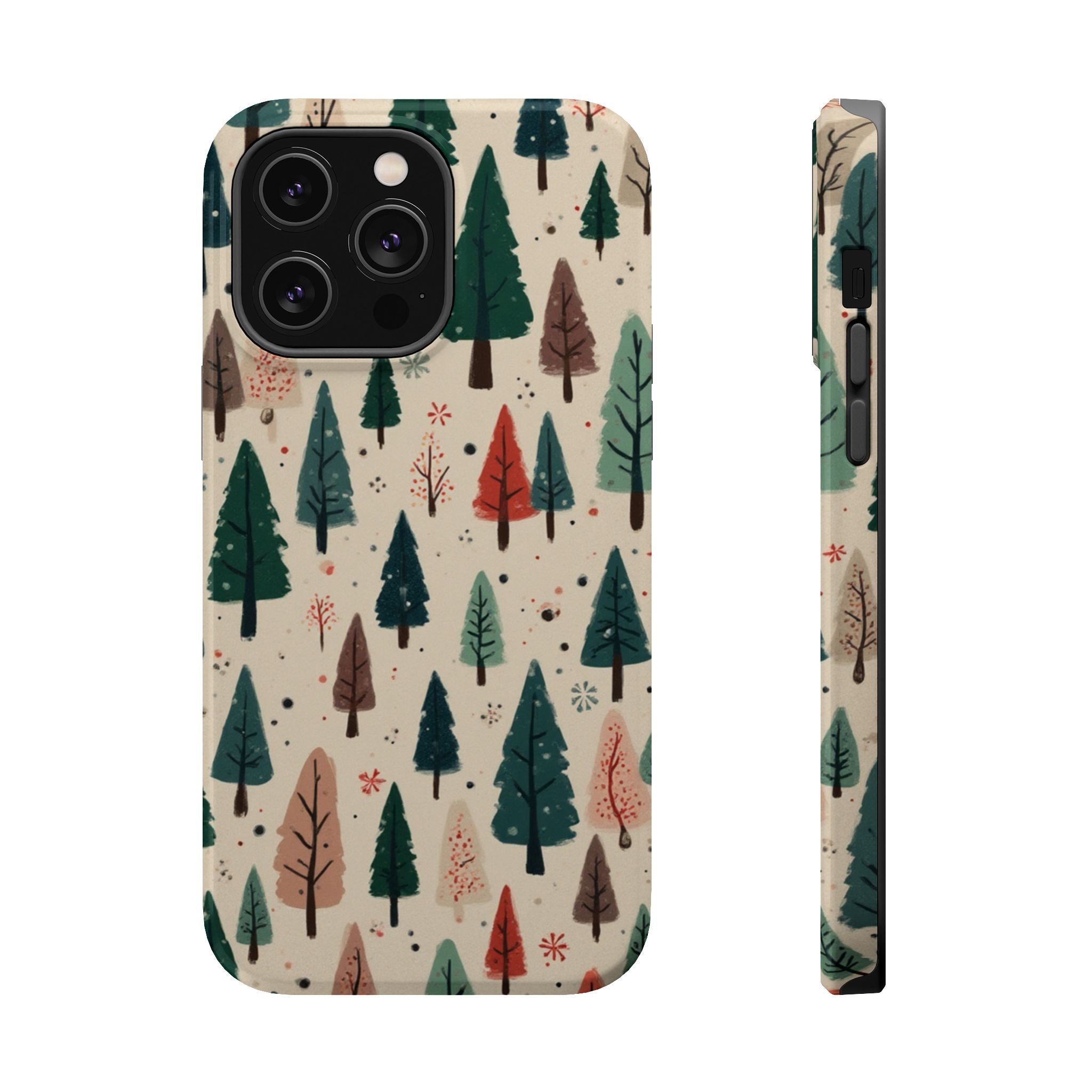 Forest Pattern Magnetic Impact-Resistant Phone Case — Winter Tree Design