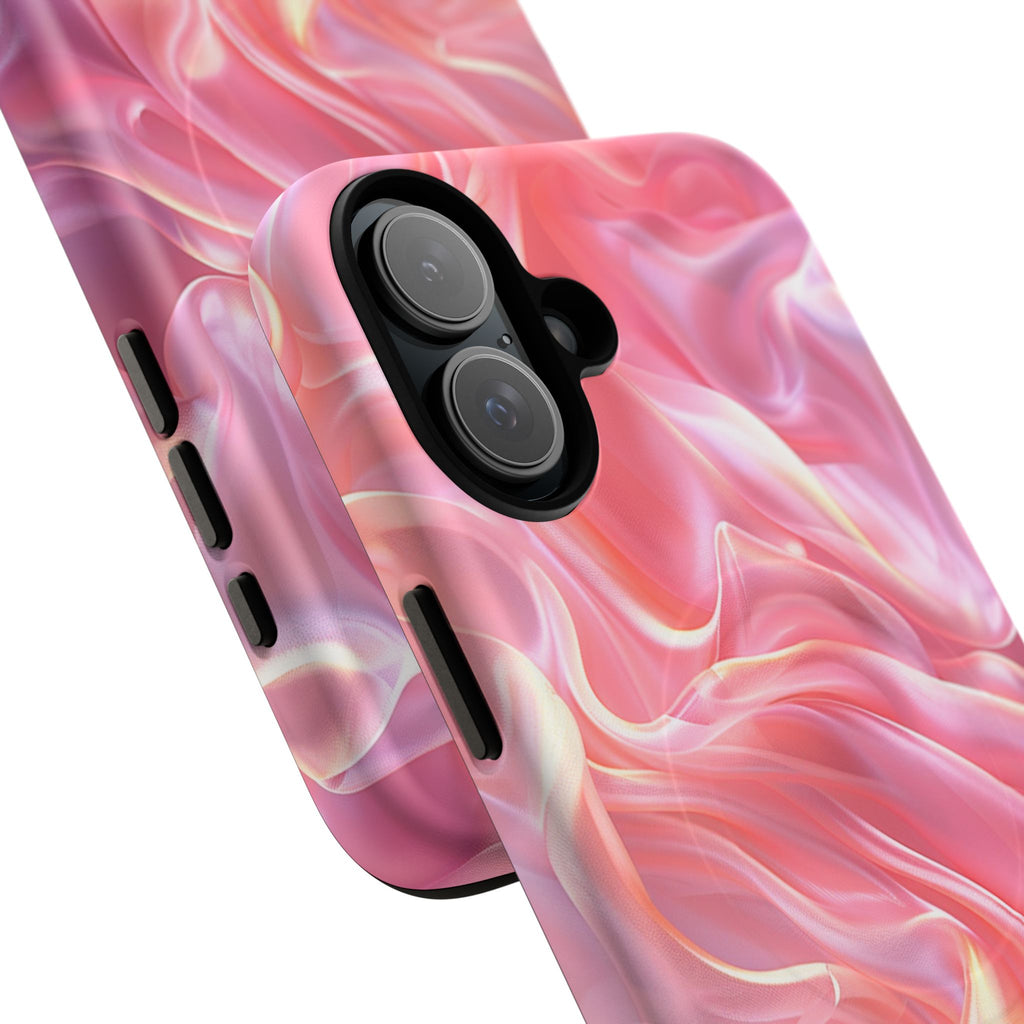 Pink Swirl Tough Magnetic Phone Case — Protective Magnetic iPhone Cover with Iridescent Marble Design