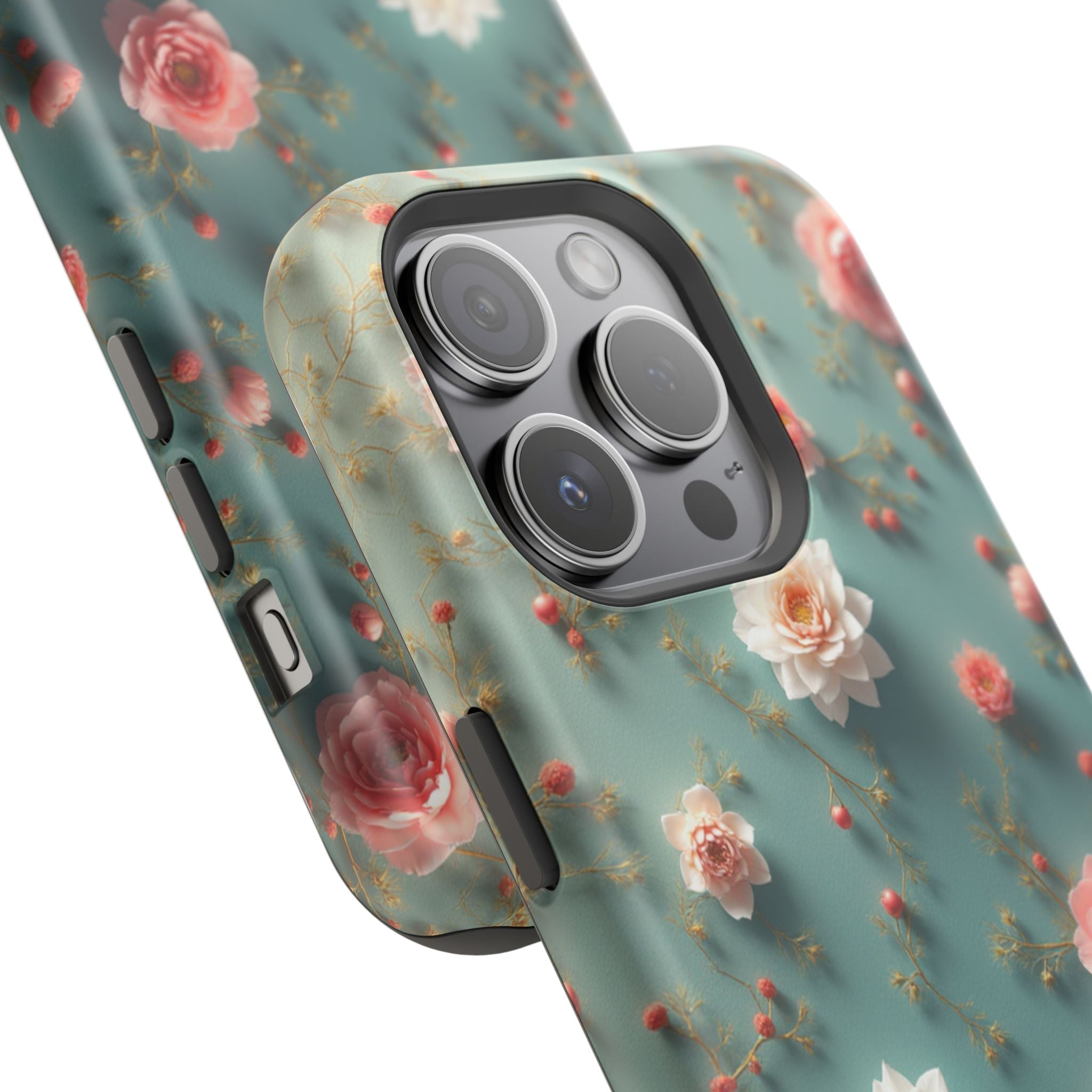 Floral Rose Pattern Magnetic Impact-Resistant Phone Case