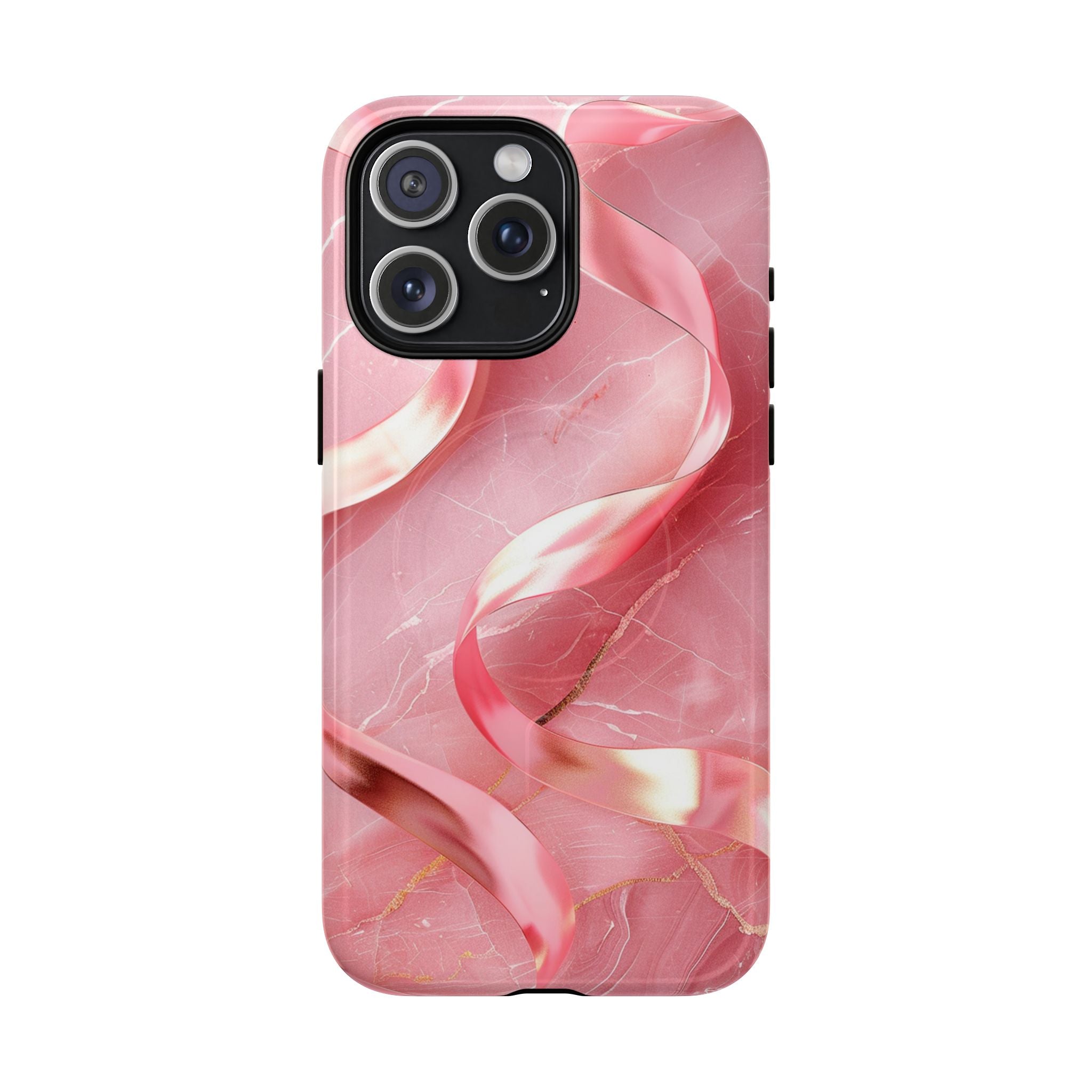 Pink Marble Tough Magnetic Phone Case — Abstract Rose Swirl Magnetic iPhone Cover