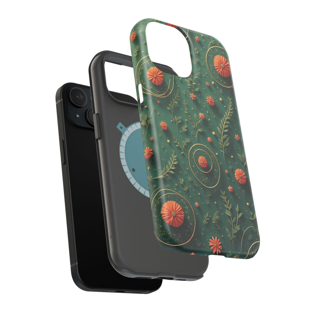 Floral Green Magnetic Impact Phone Case — Protective Botanical Design