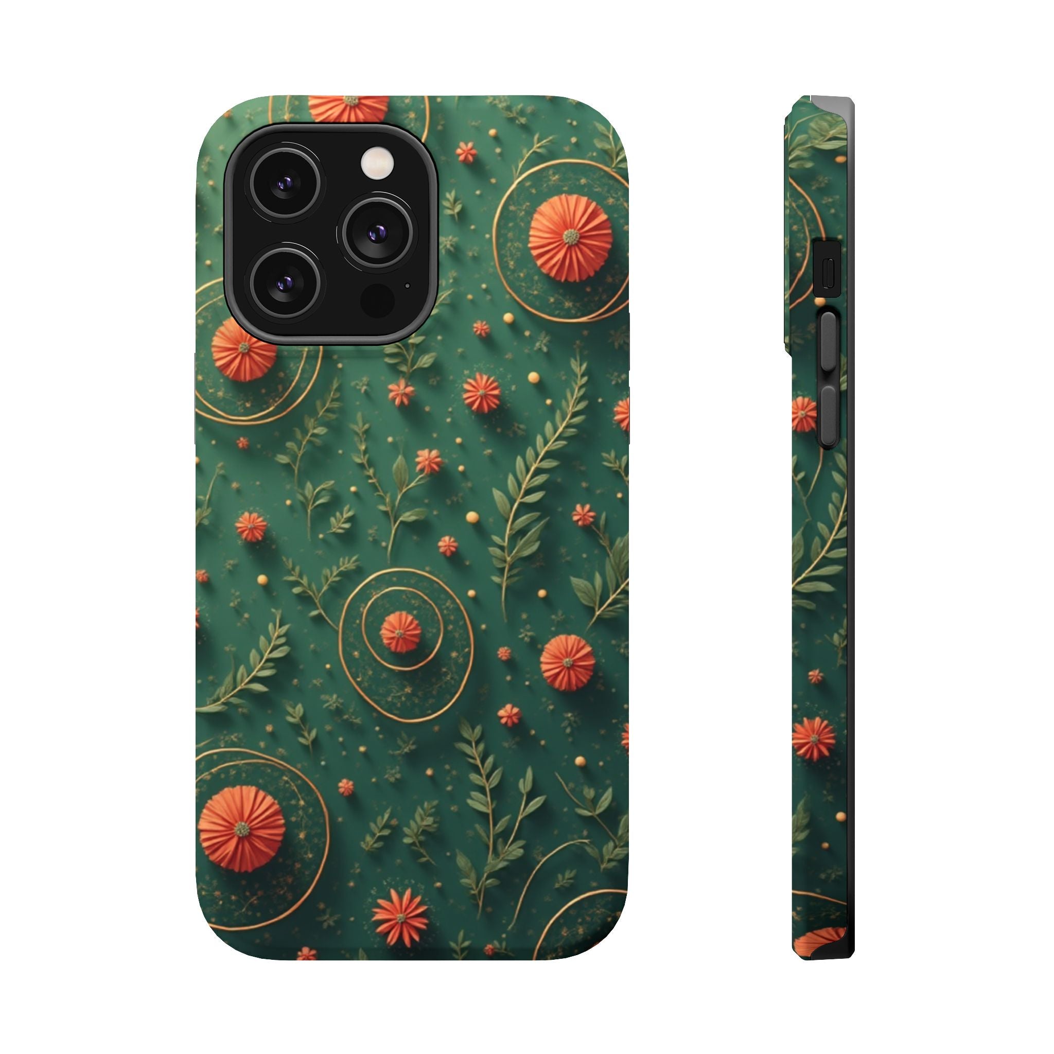 Floral Green Magnetic Impact Phone Case — Protective Botanical Design