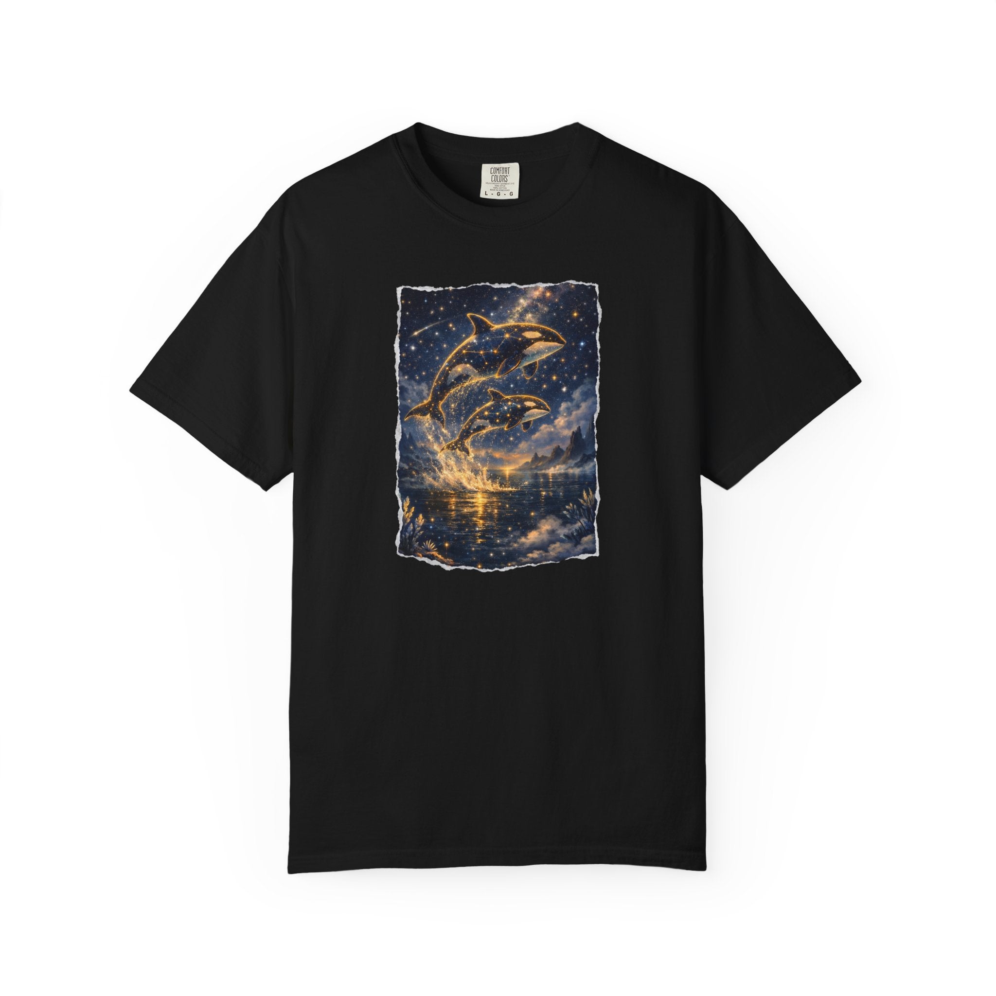 Dolphins T-Shirt — Glowing Night Sky Ocean Dolphins Tee