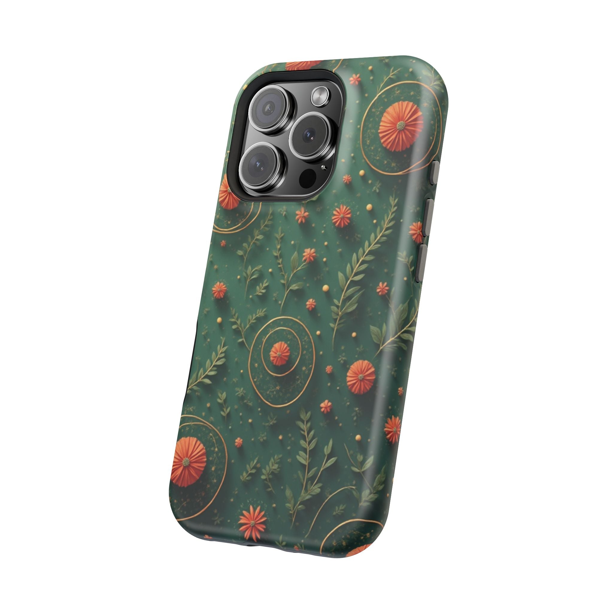 Floral Green Magnetic Impact Phone Case — Protective Botanical Design