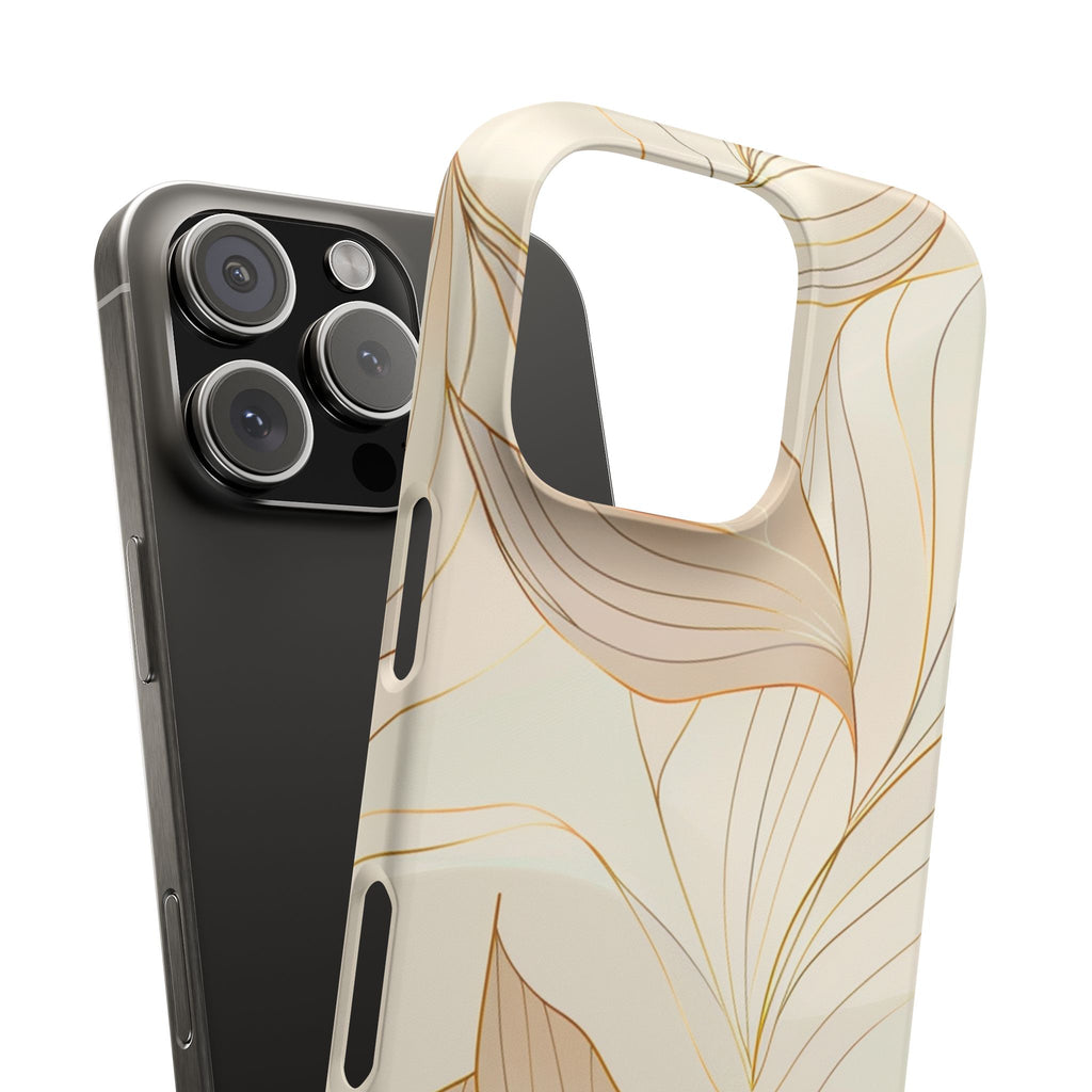Floral Gold Leaf Phone Case — Elegant Neutral Botanical Snap Case