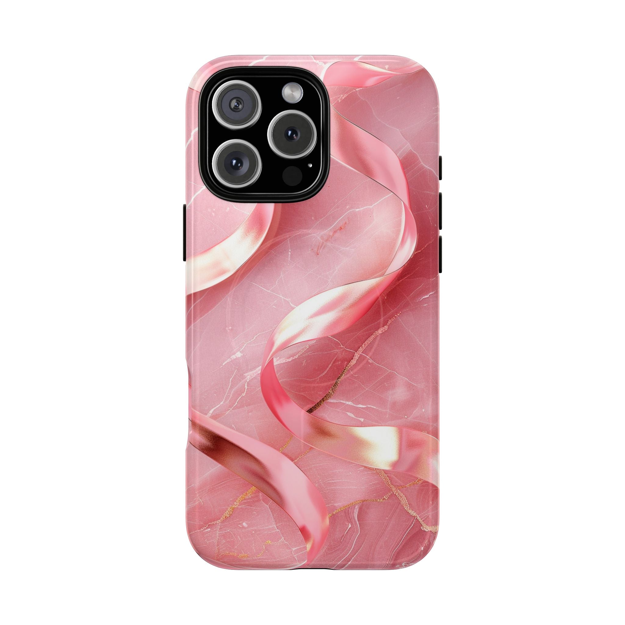 Pink Marble Tough Magnetic Phone Case — Abstract Rose Swirl Magnetic iPhone Cover