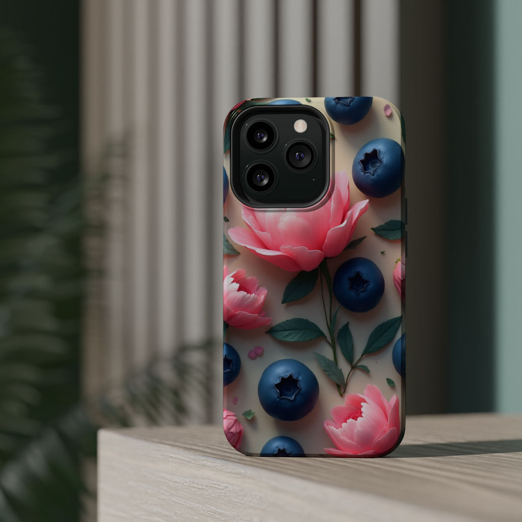 Floral Blueberry Phone Case — Magnetic Impact-Resistant