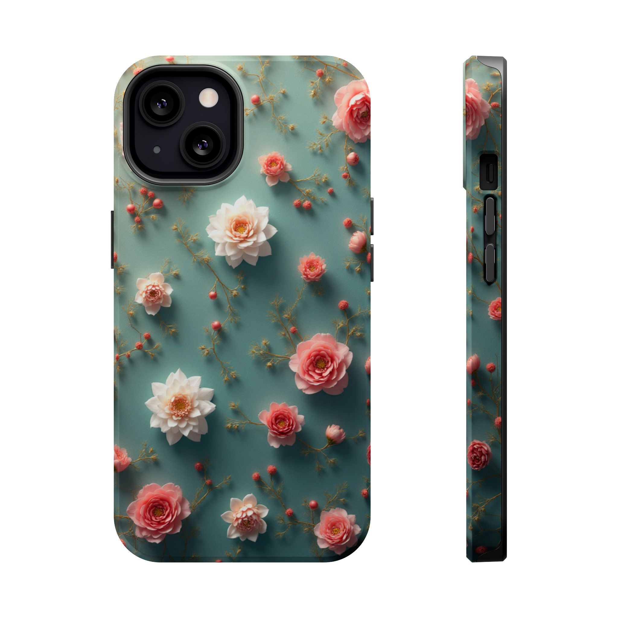 Floral Rose Pattern Magnetic Impact-Resistant Phone Case