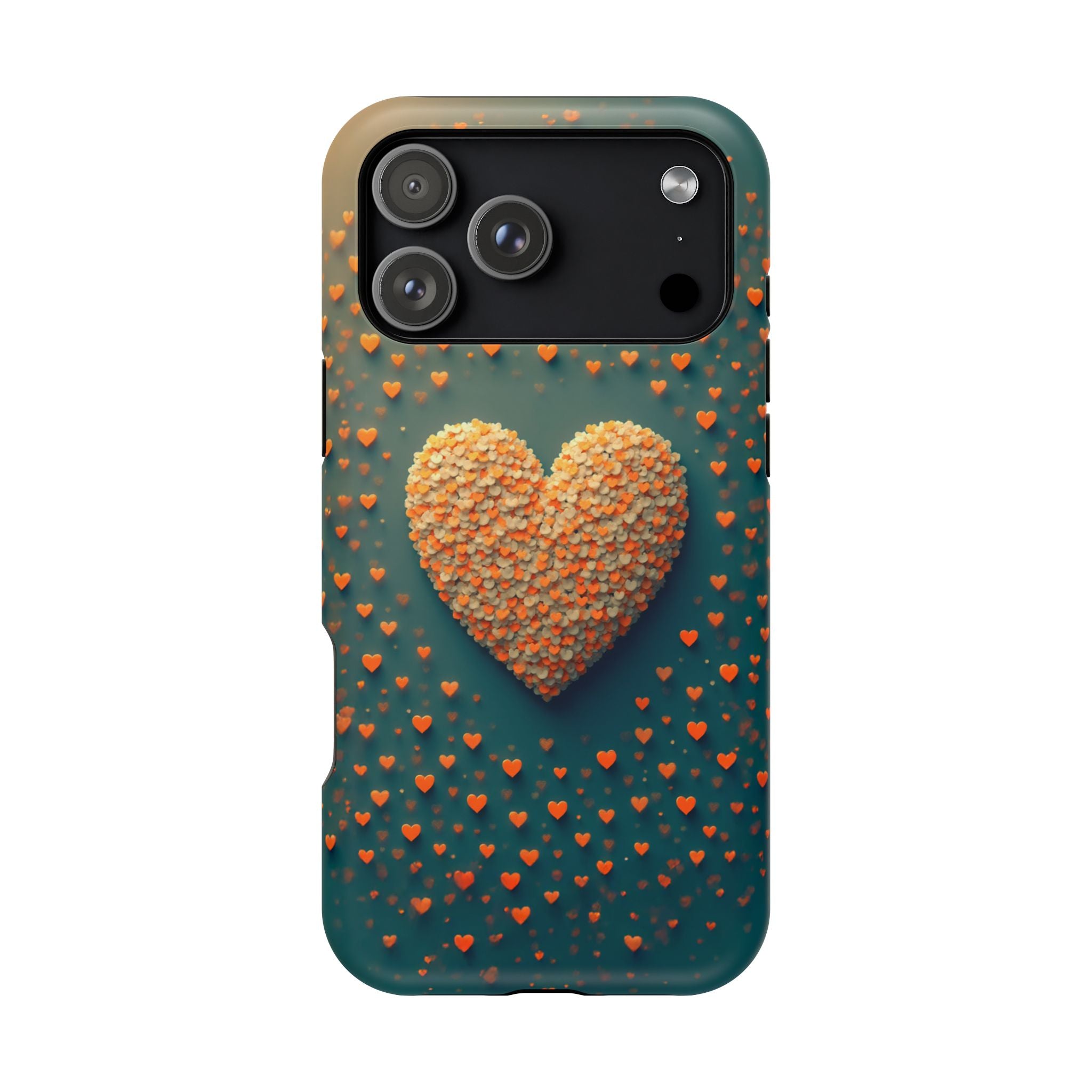 Magnetic Impact-Resistant Phone Case — Textured Heart Confetti Design
