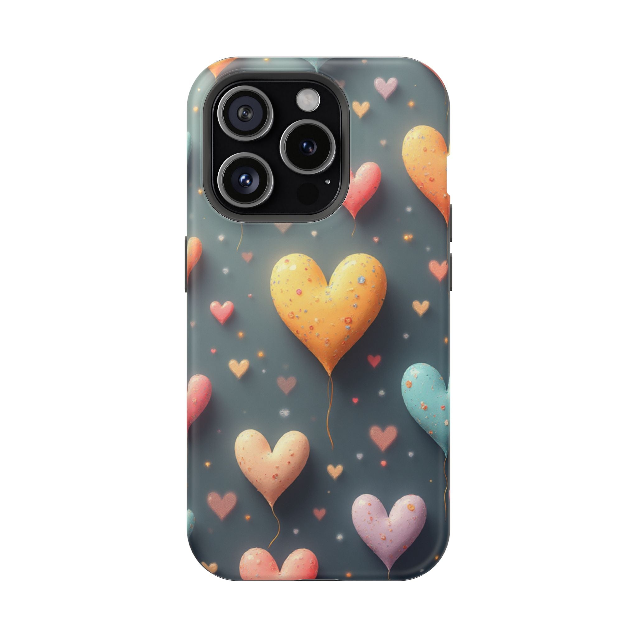 Magnetic Impact-Resistant Phone Case — Colorful Floating Heart Design