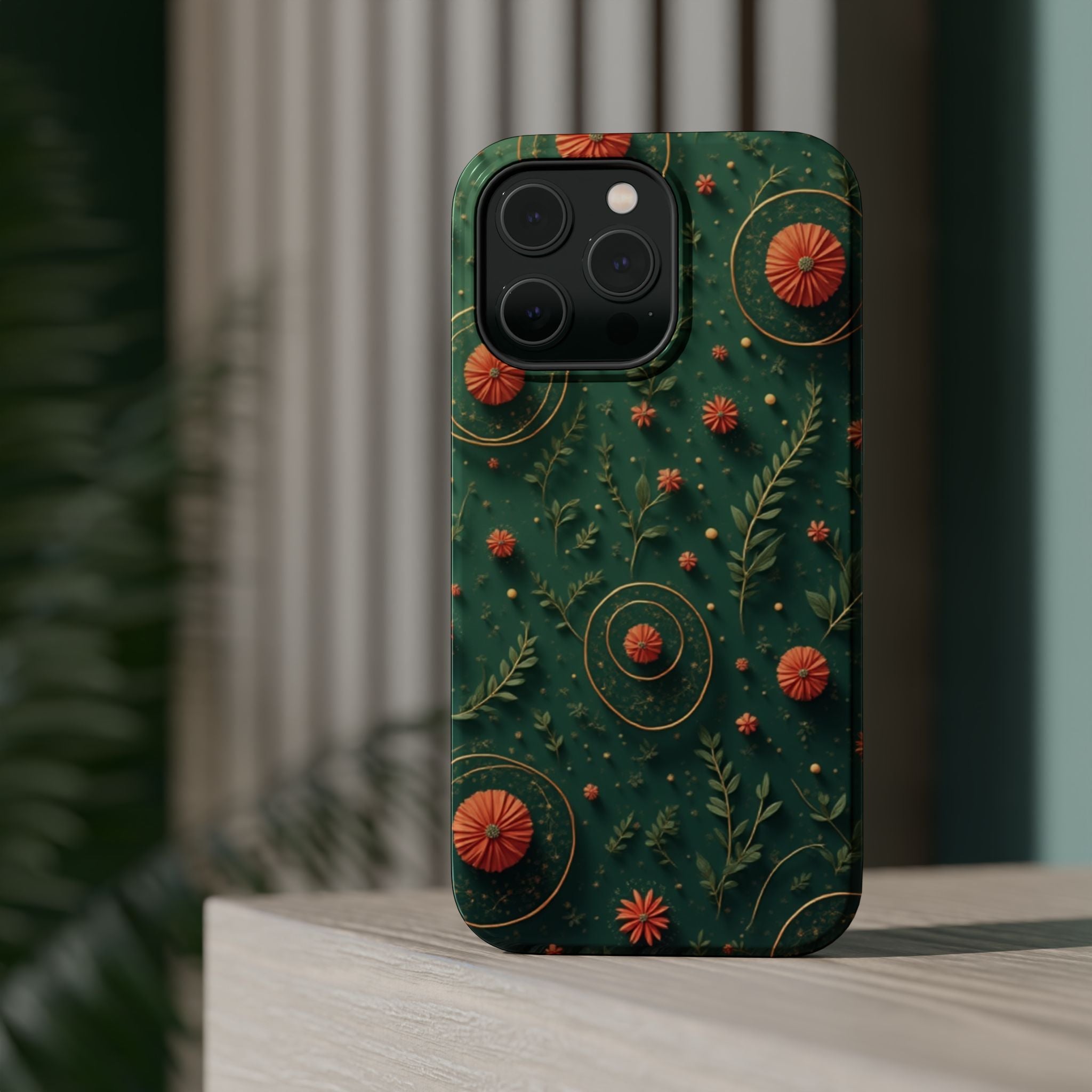 Floral Green Magnetic Impact Phone Case — Protective Botanical Design