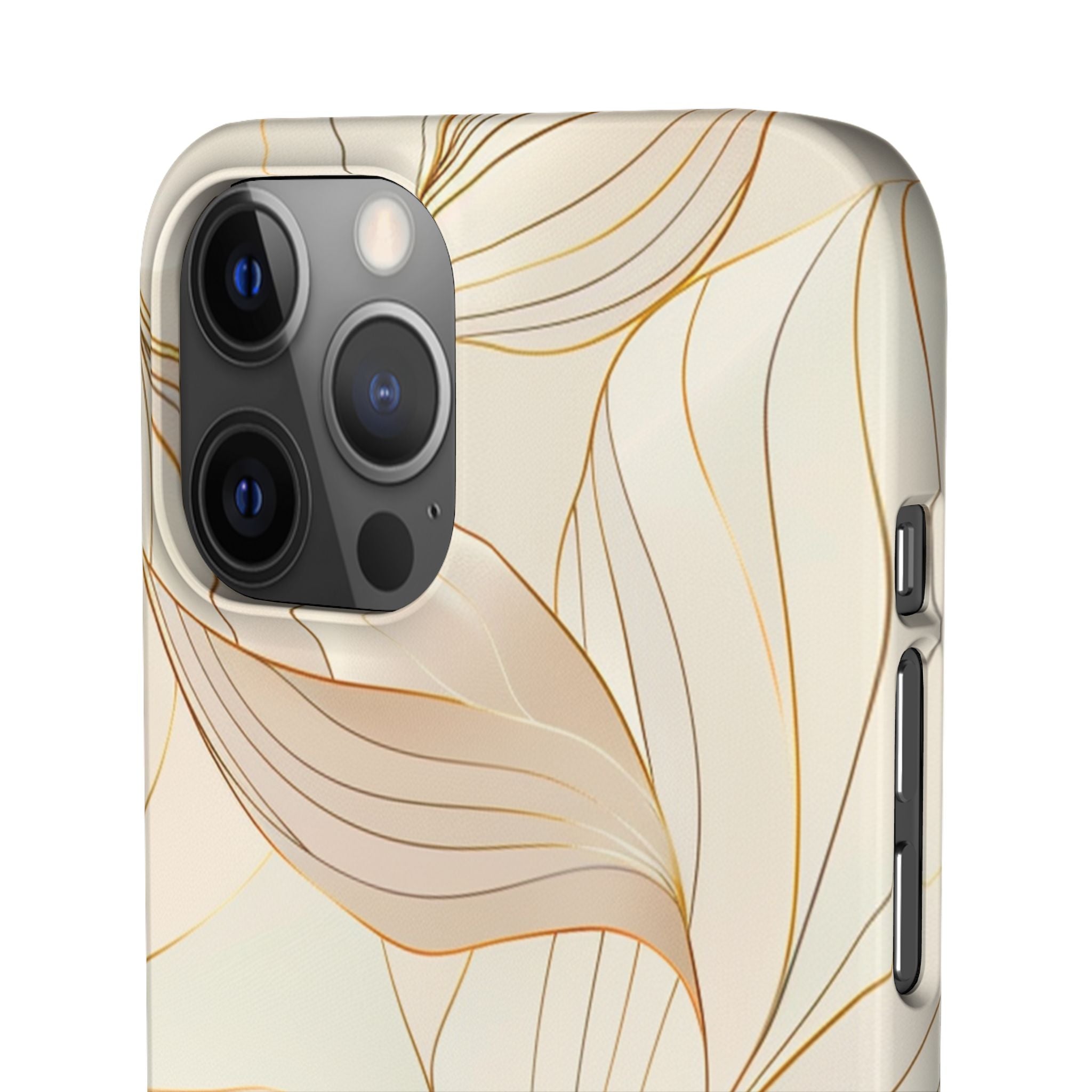 Floral Gold Leaf Phone Case — Elegant Neutral Botanical Snap Case