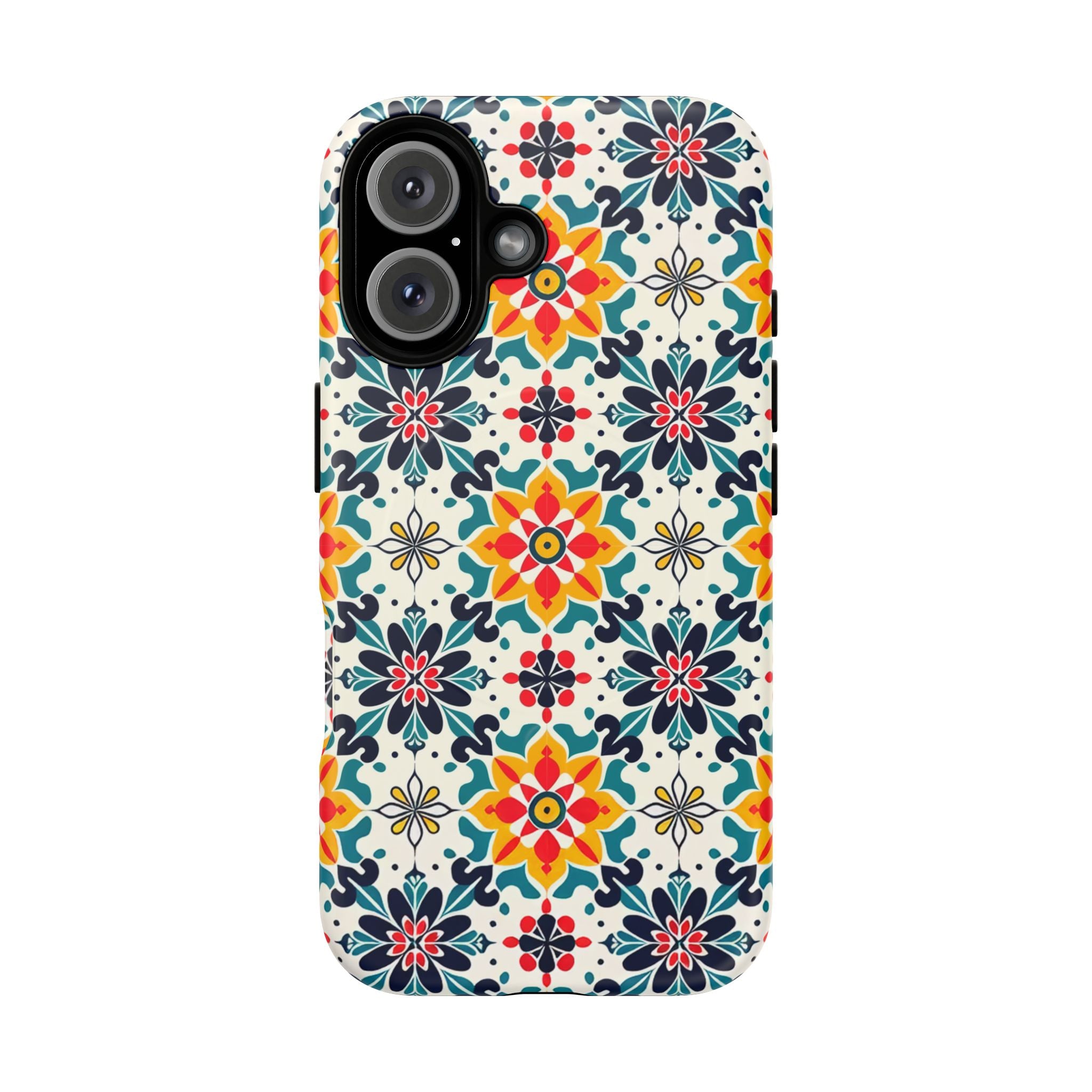 Floral Mosaic Tough Magnetic Phone Case — Colorful Boho Protective Cover