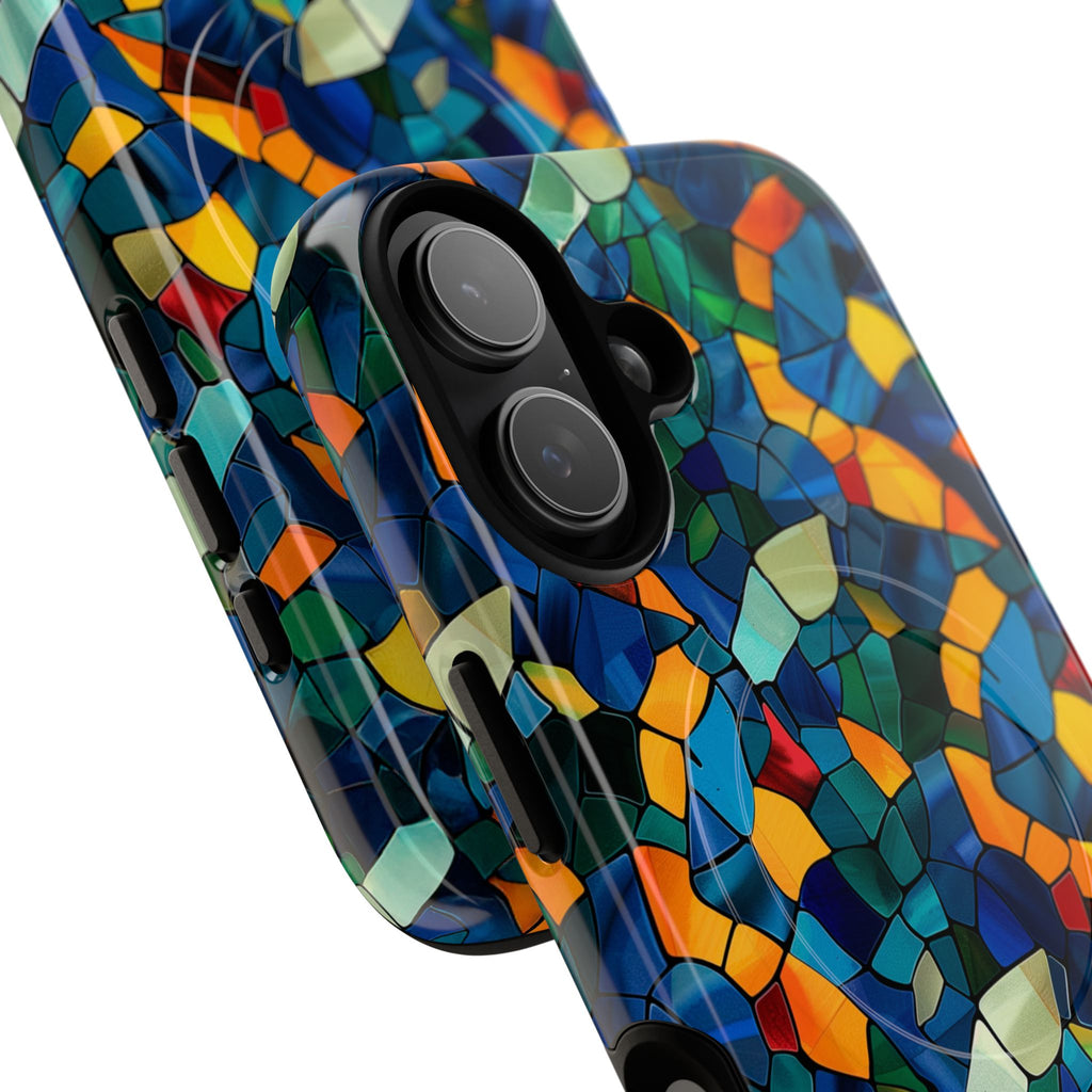 Stained Glass Mosaic Tough Magnetic Phone Case — Vibrant Abstract Protective Cover