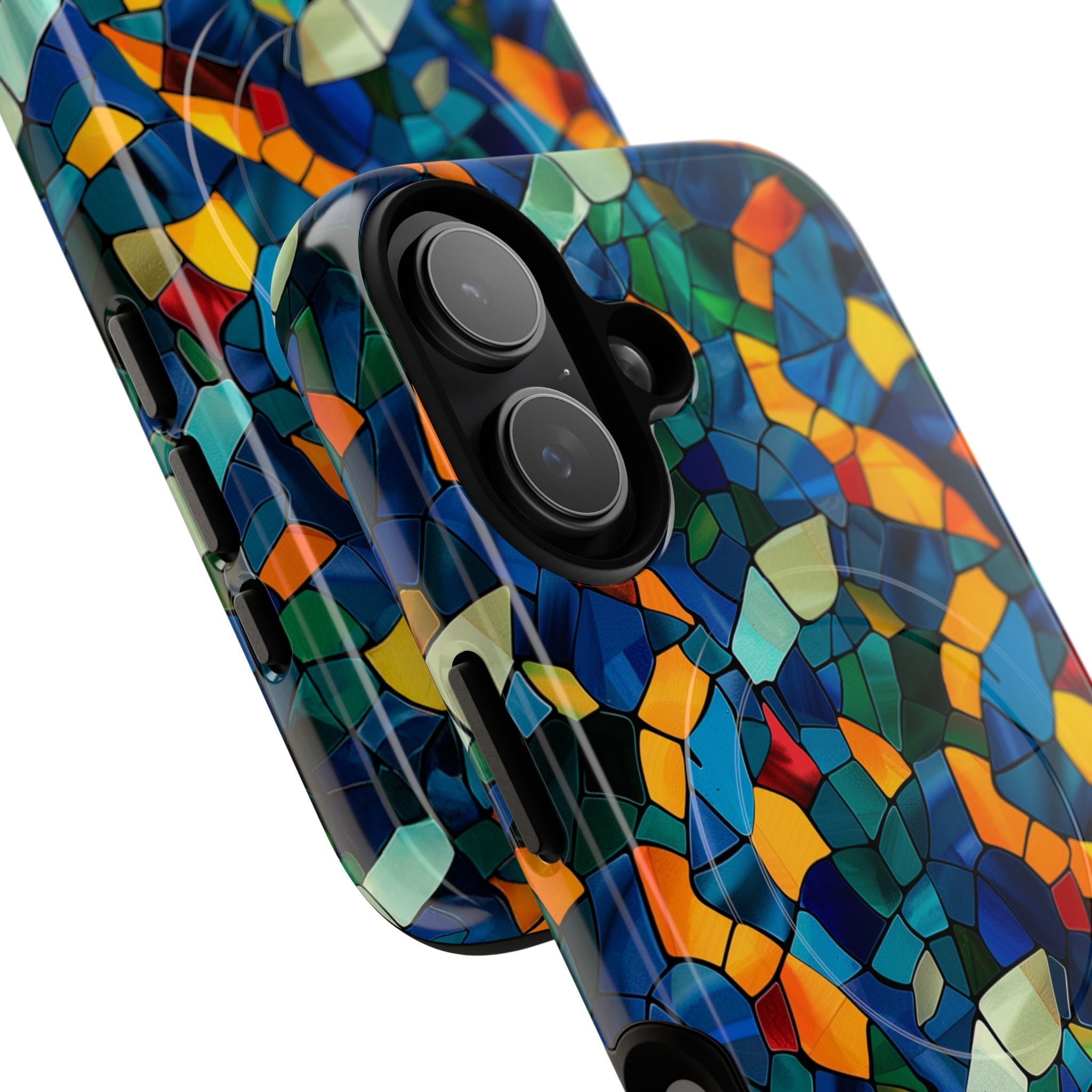 Stained Glass Mosaic Tough Magnetic Phone Case — Vibrant Abstract Protective Cover