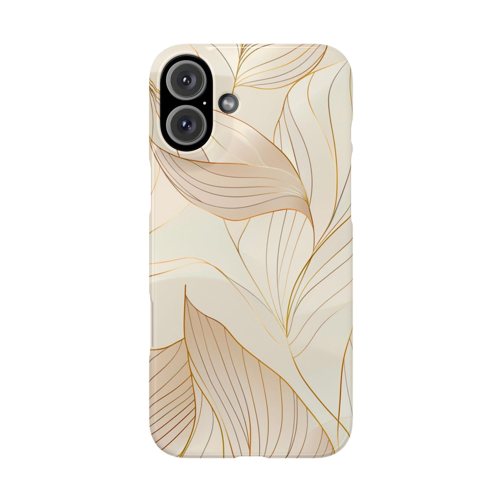 Floral Gold Leaf Phone Case — Elegant Neutral Botanical Snap Case
