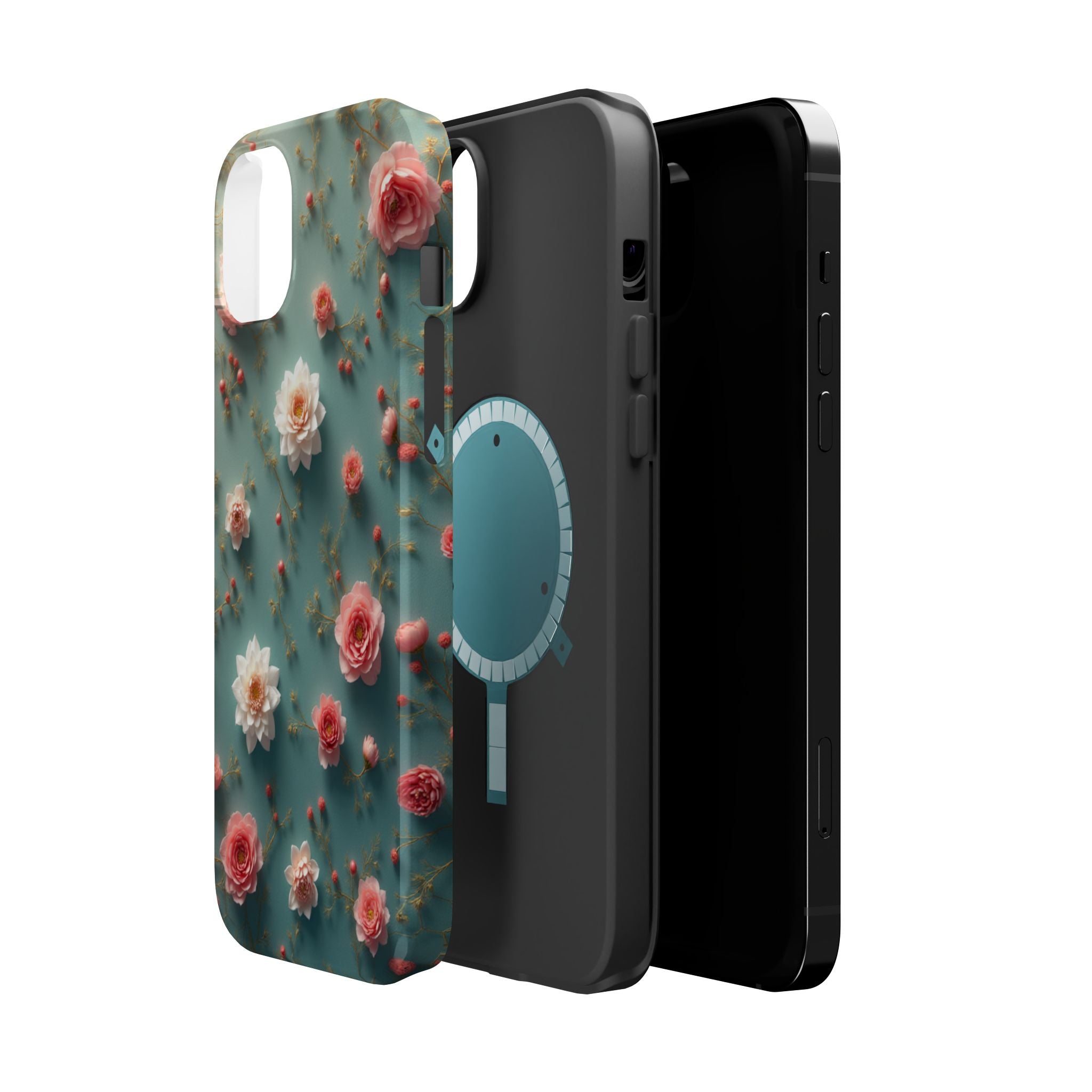 Floral Rose Pattern Magnetic Impact-Resistant Phone Case