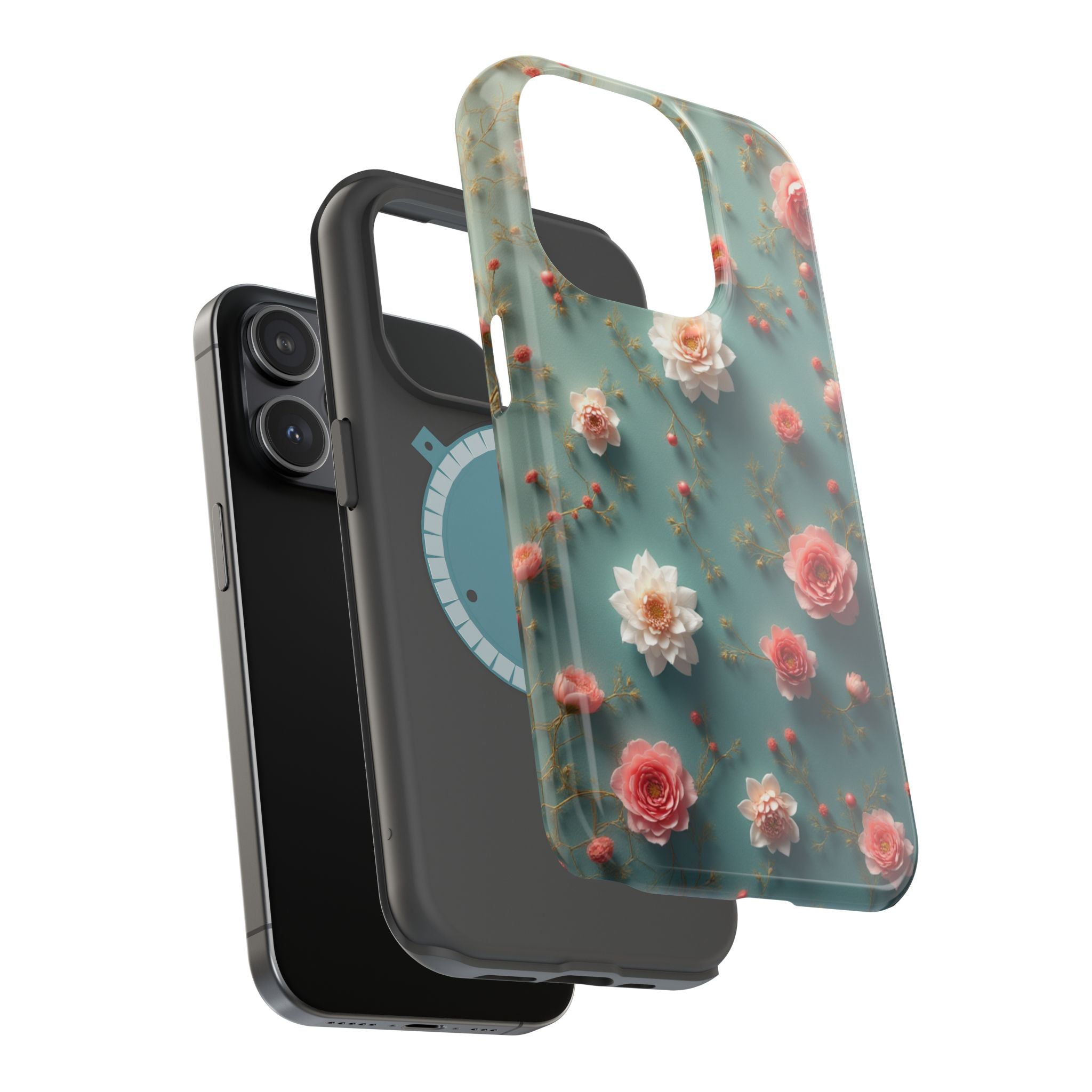 Floral Rose Pattern Magnetic Impact-Resistant Phone Case