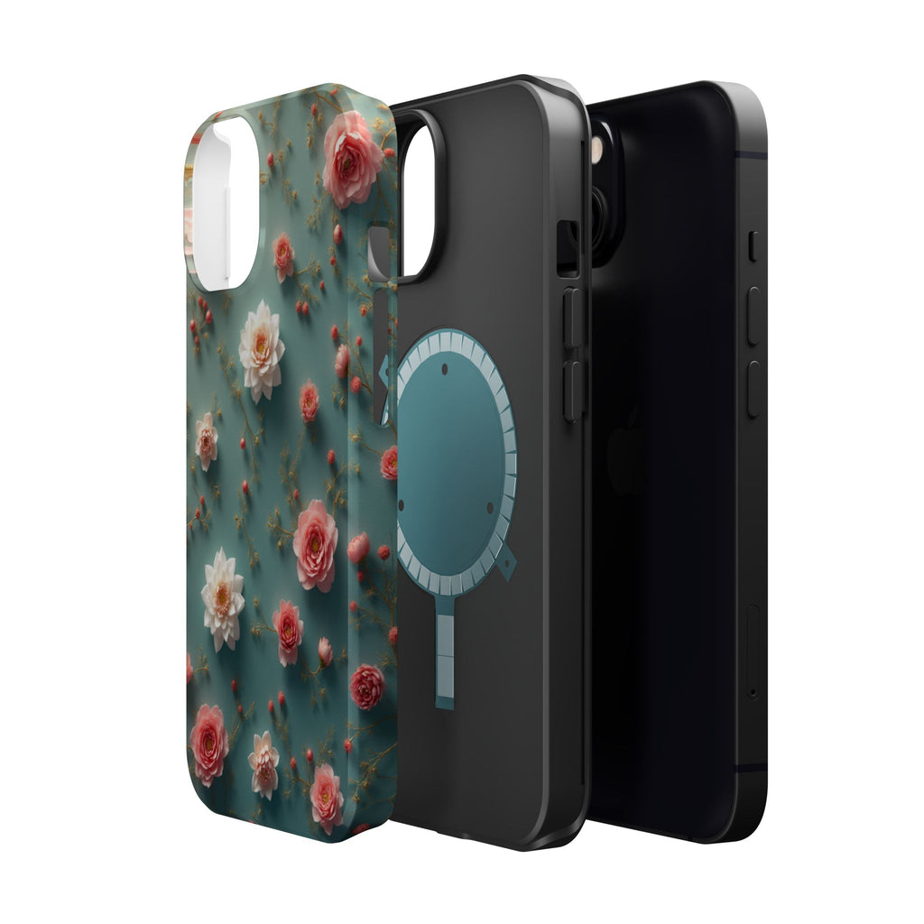 Floral Rose Pattern Magnetic Impact-Resistant Phone Case