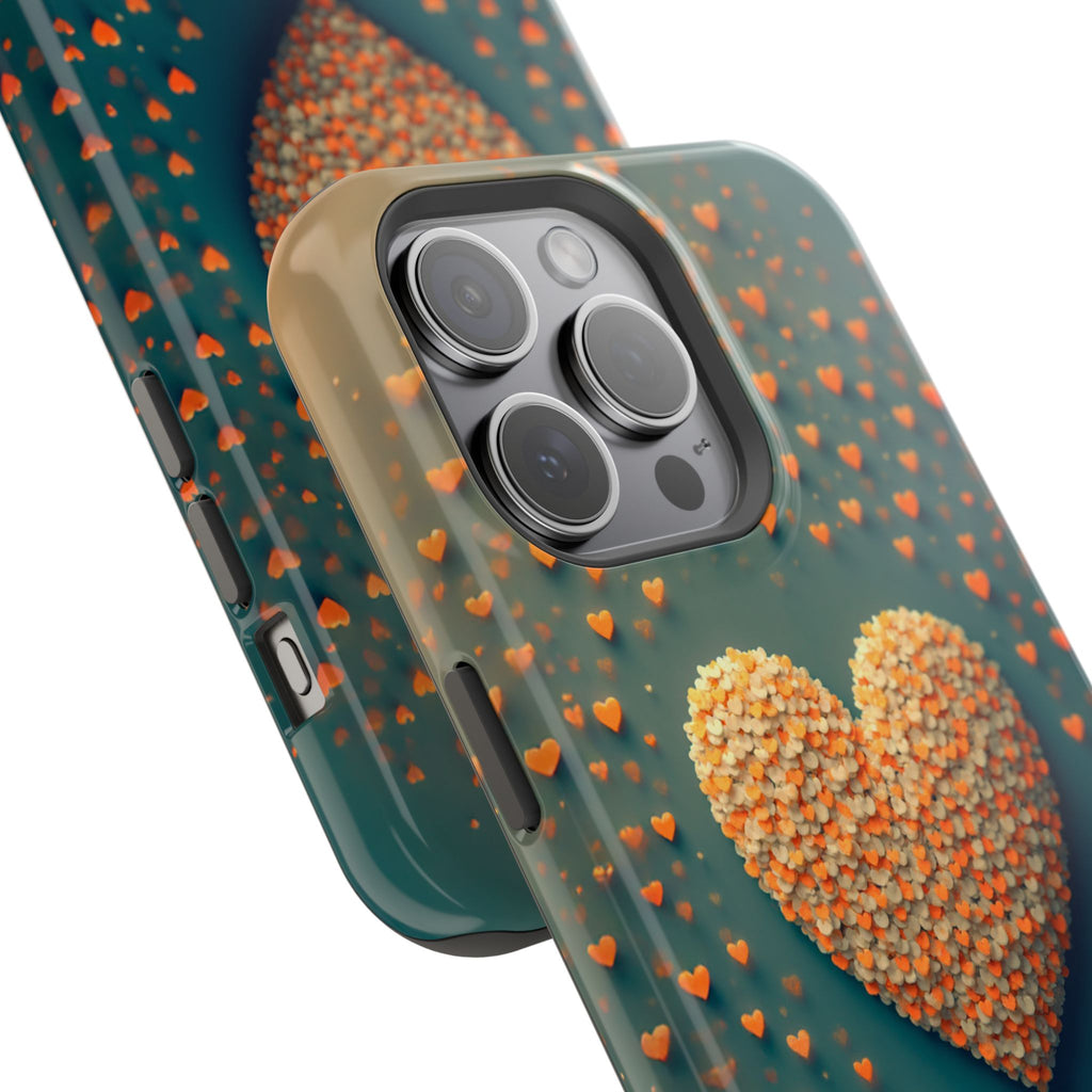 Magnetic Impact-Resistant Phone Case — Textured Heart Confetti Design