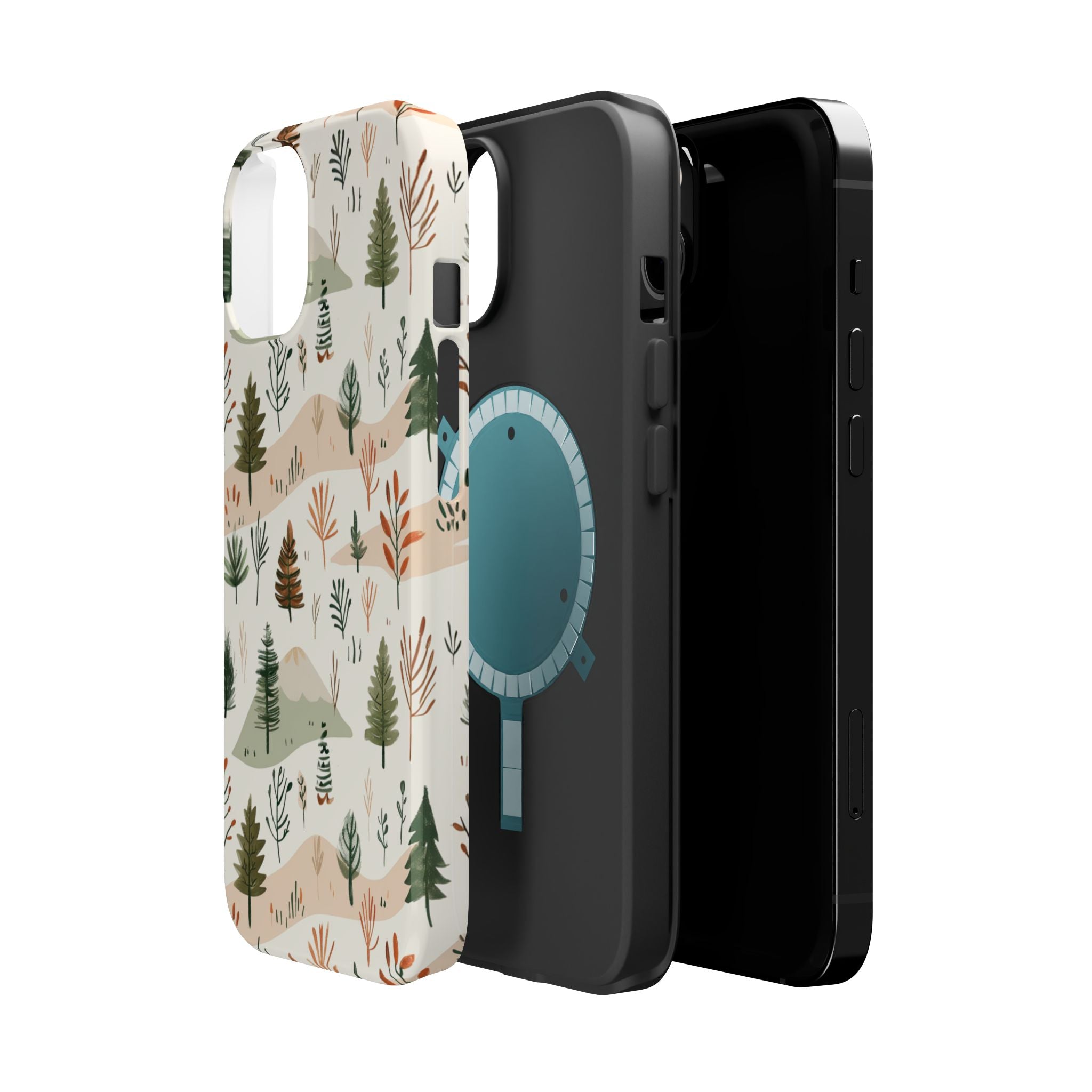 Magnetic Impact-Resistant Phone Case — Woodland Trees Pattern
