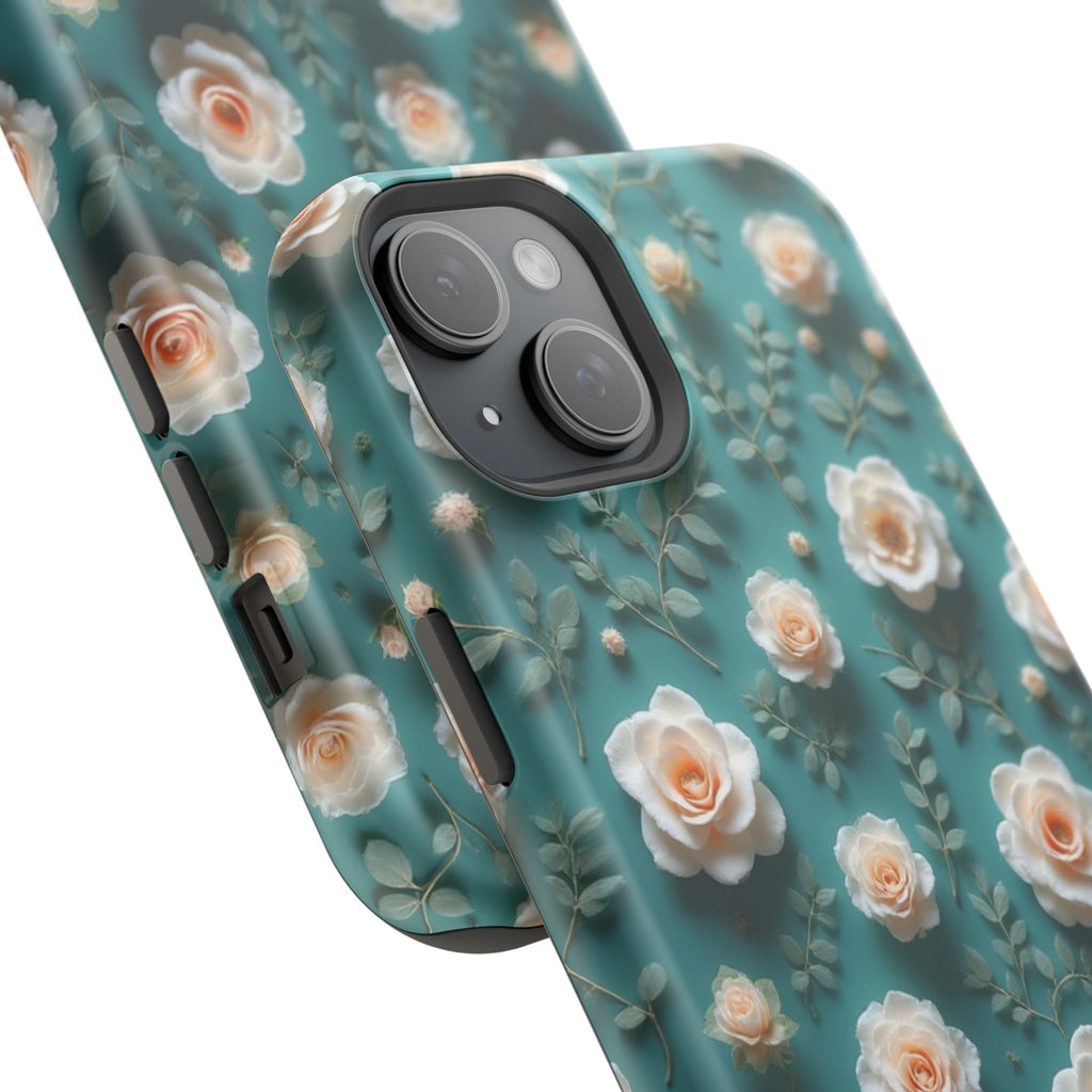 Floral Rose Pattern Magnetic Impact-Resistant Phone Case