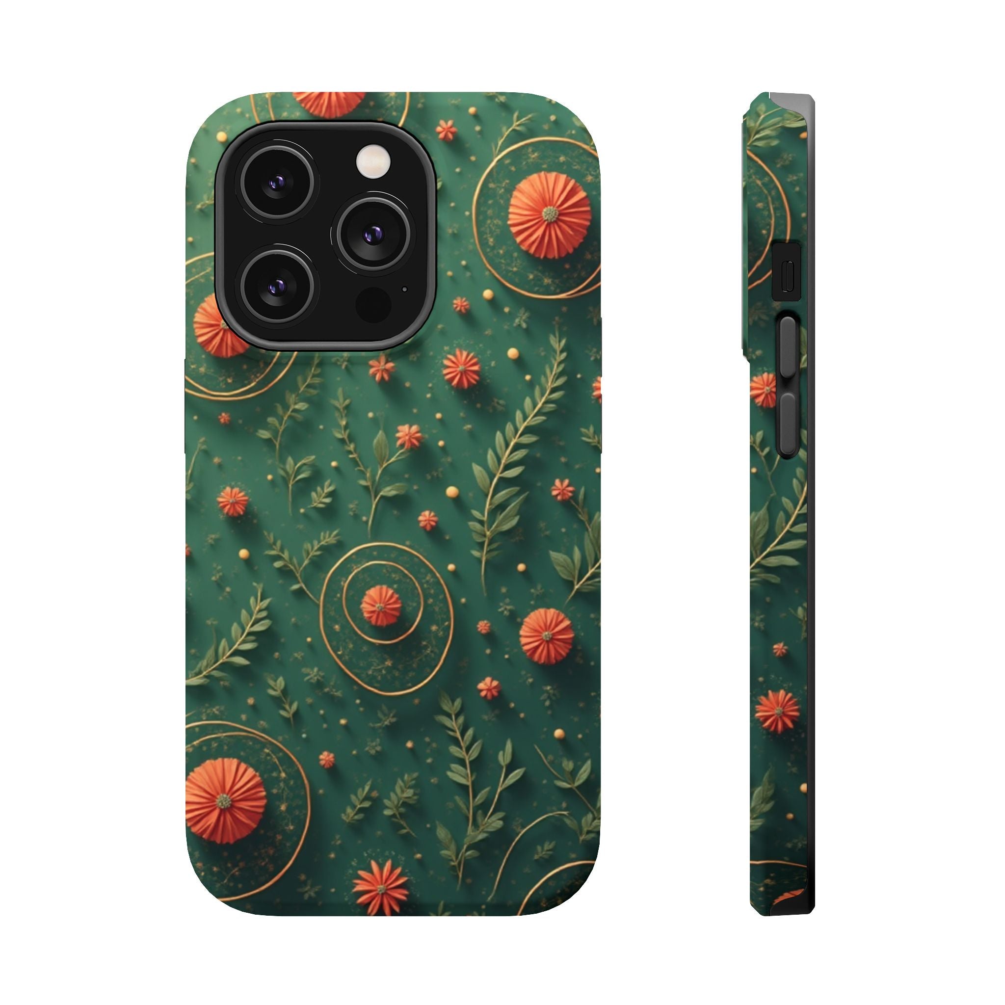 Floral Green Magnetic Impact Phone Case — Protective Botanical Design