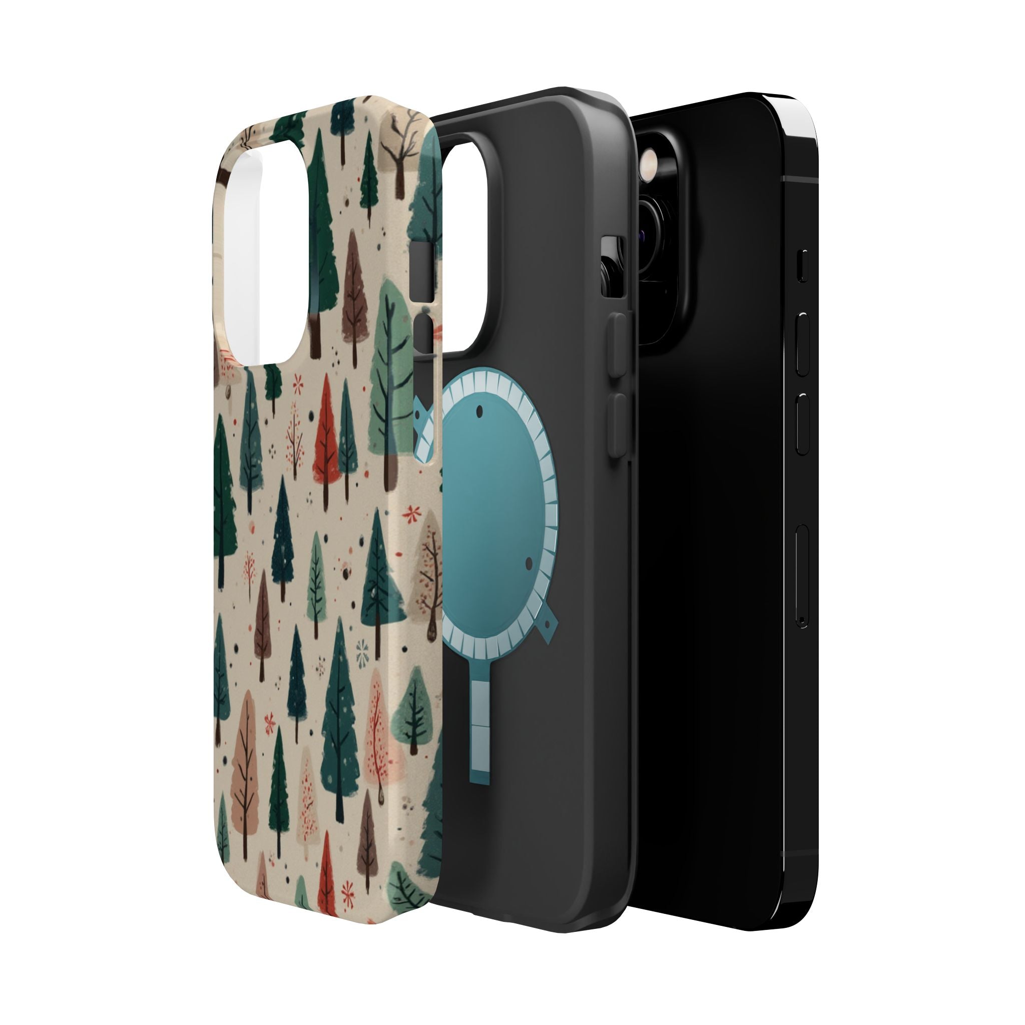 Forest Pattern Magnetic Impact-Resistant Phone Case — Winter Tree Design