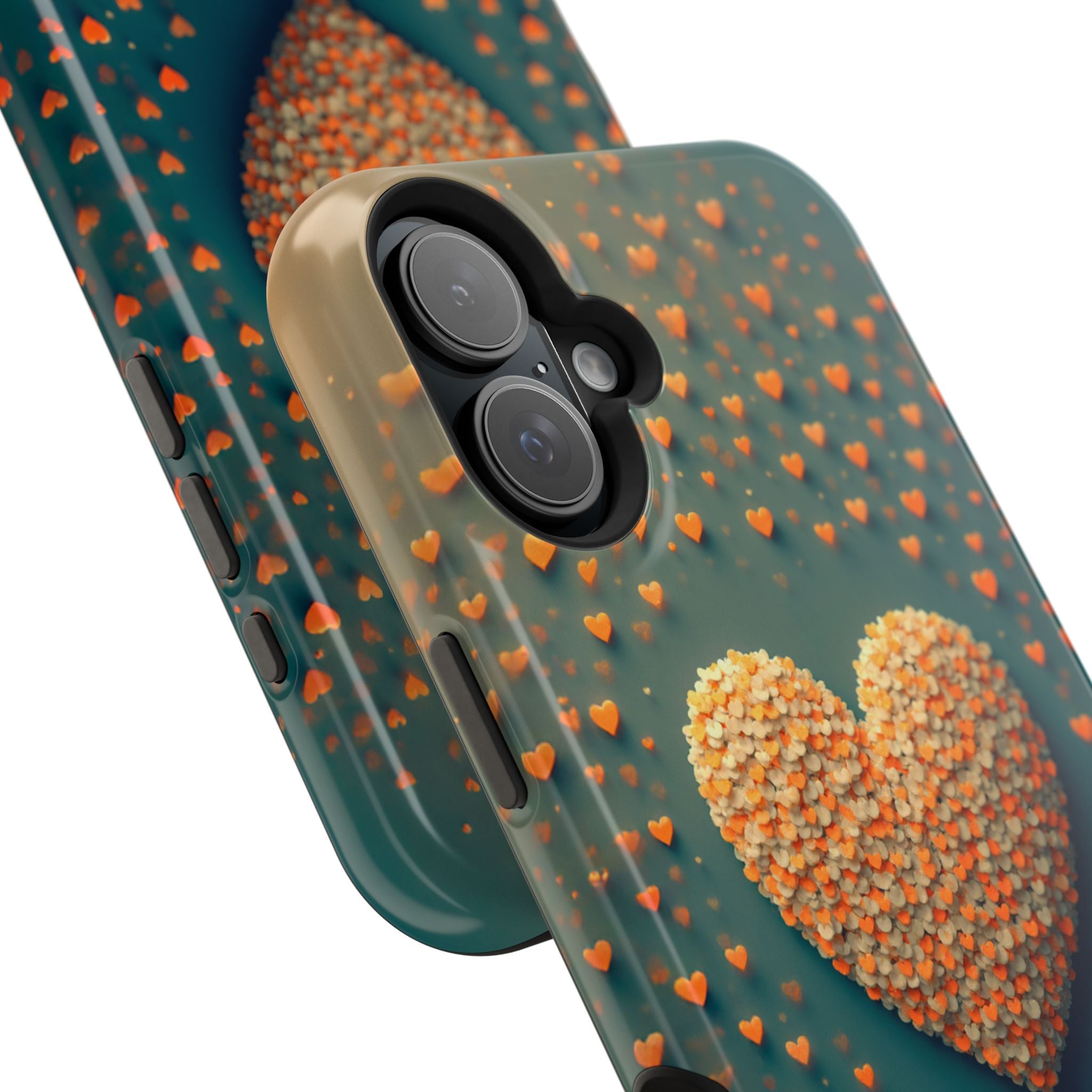 Magnetic Impact-Resistant Phone Case — Textured Heart Confetti Design