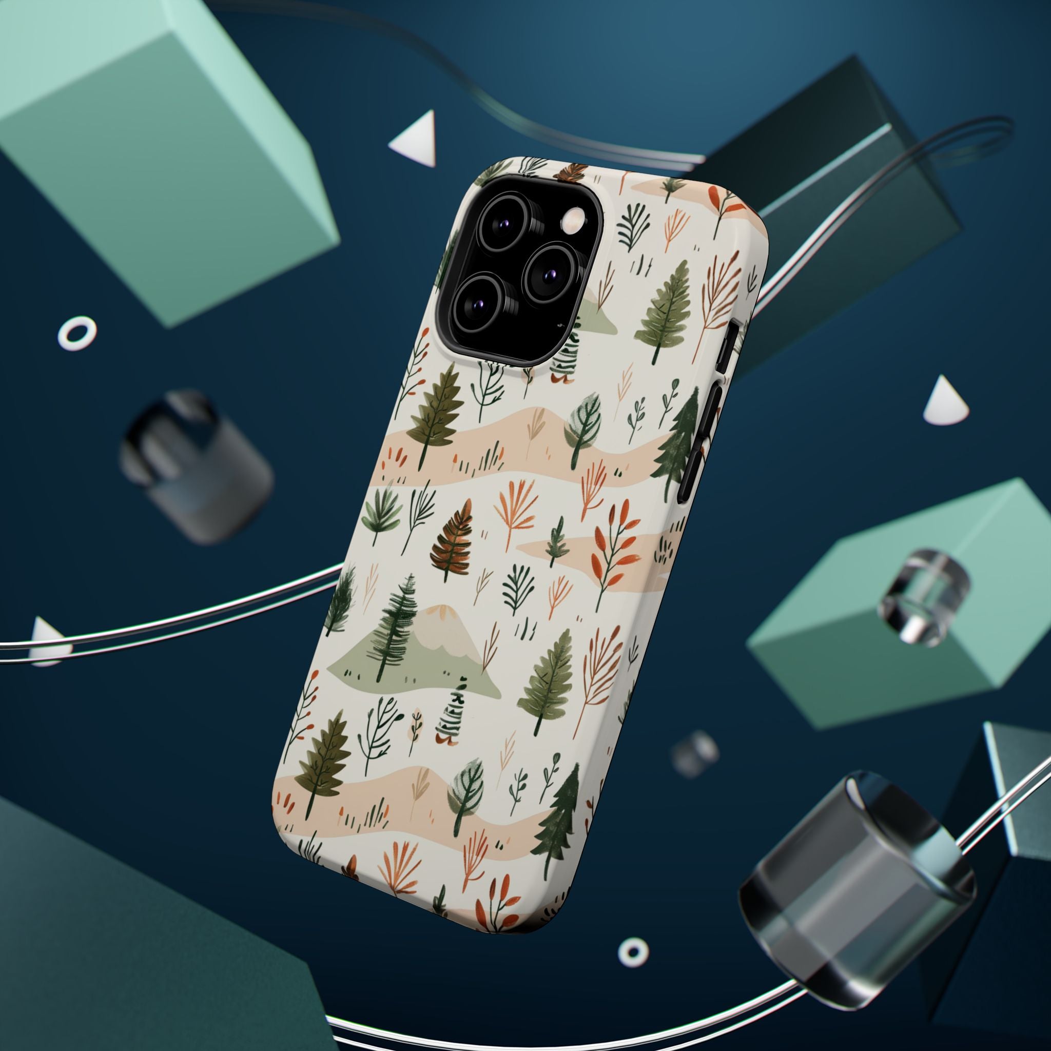 Magnetic Impact-Resistant Phone Case — Woodland Trees Pattern