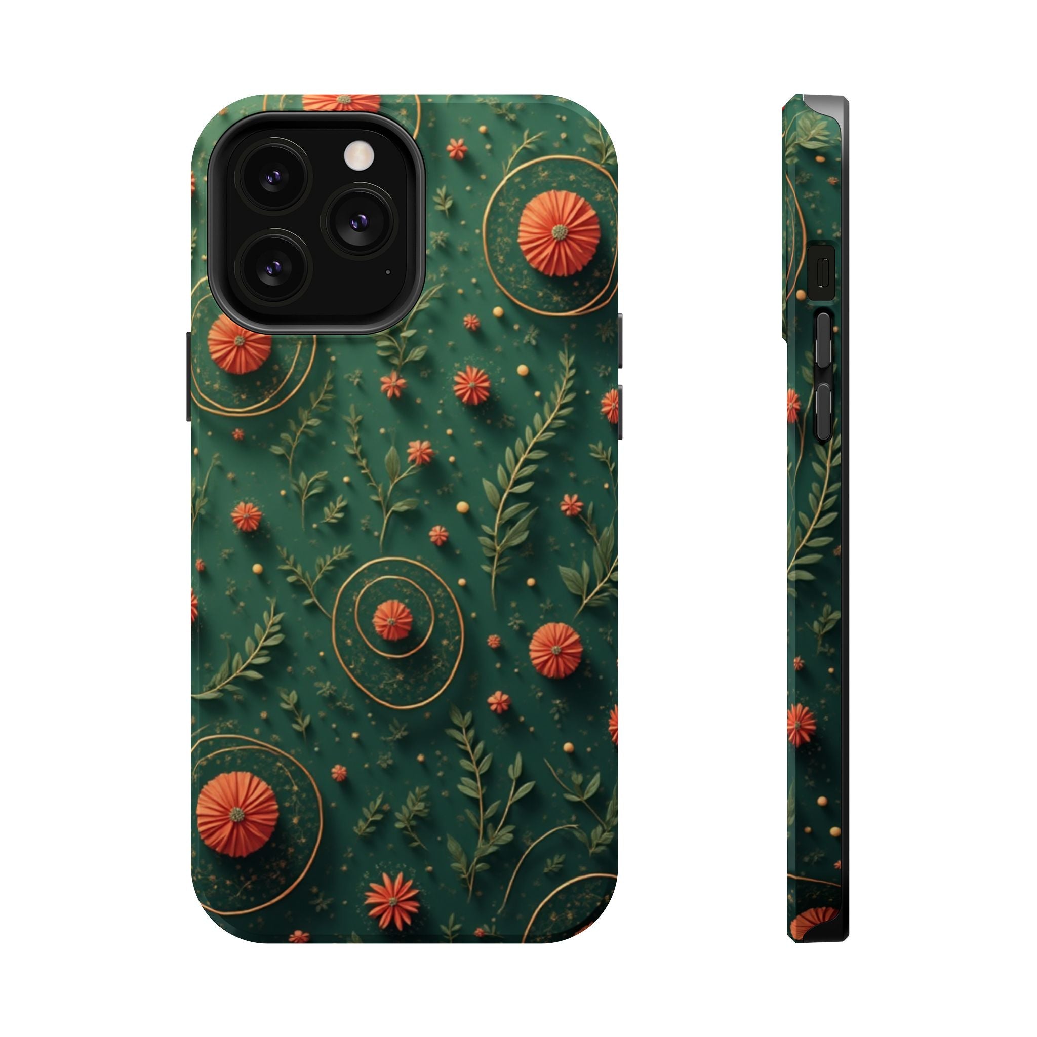Floral Green Magnetic Impact Phone Case — Protective Botanical Design