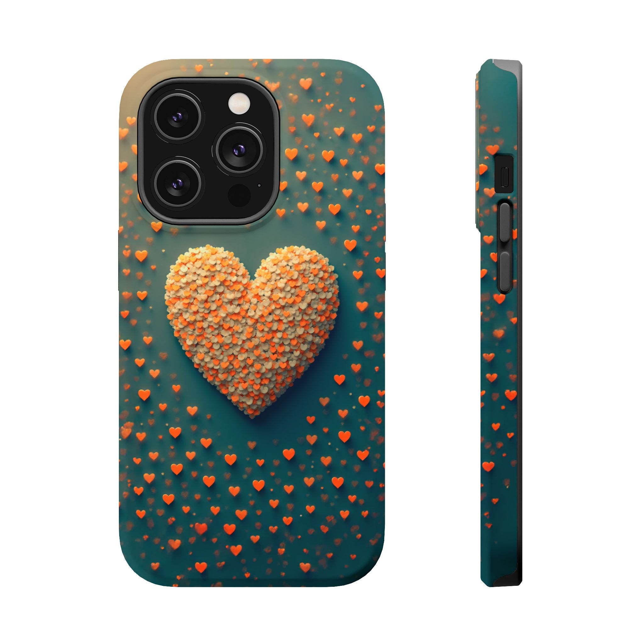 Magnetic Impact-Resistant Phone Case — Textured Heart Confetti Design