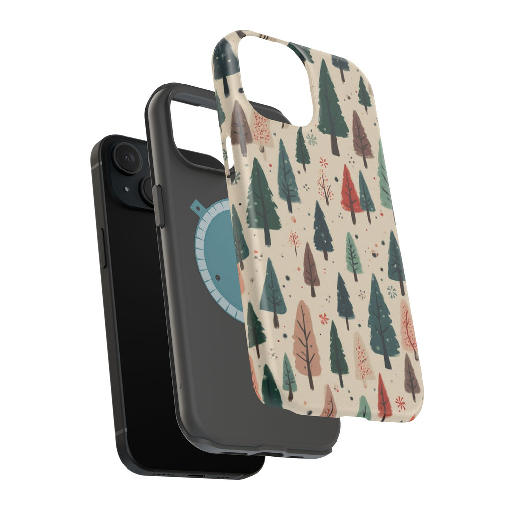 Forest Pattern Magnetic Impact-Resistant Phone Case — Winter Tree Design