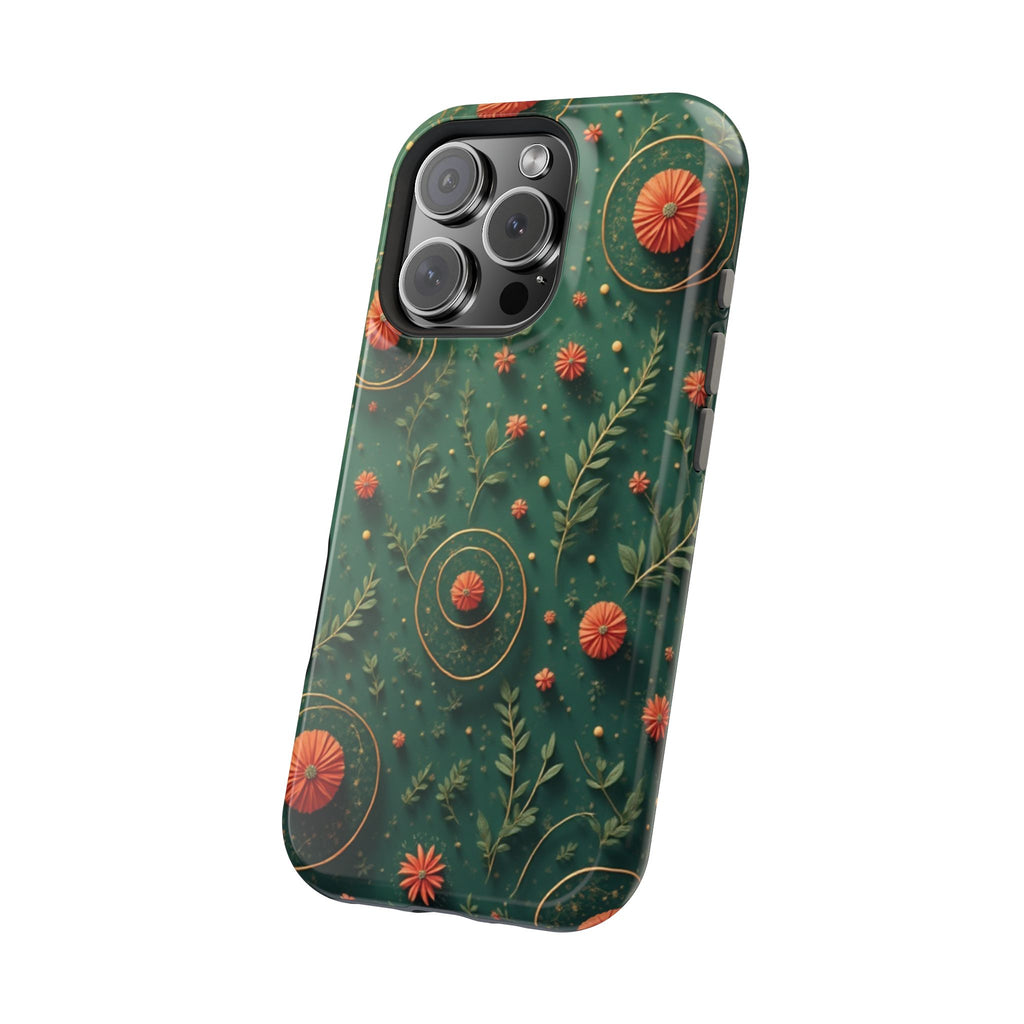 Floral Green Magnetic Impact Phone Case — Protective Botanical Design