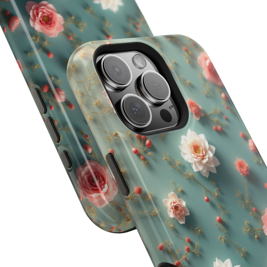 Floral Rose Pattern Magnetic Impact-Resistant Phone Case