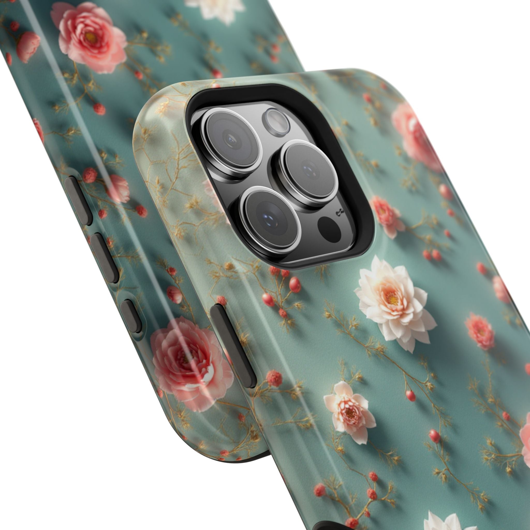 Floral Rose Pattern Magnetic Impact-Resistant Phone Case