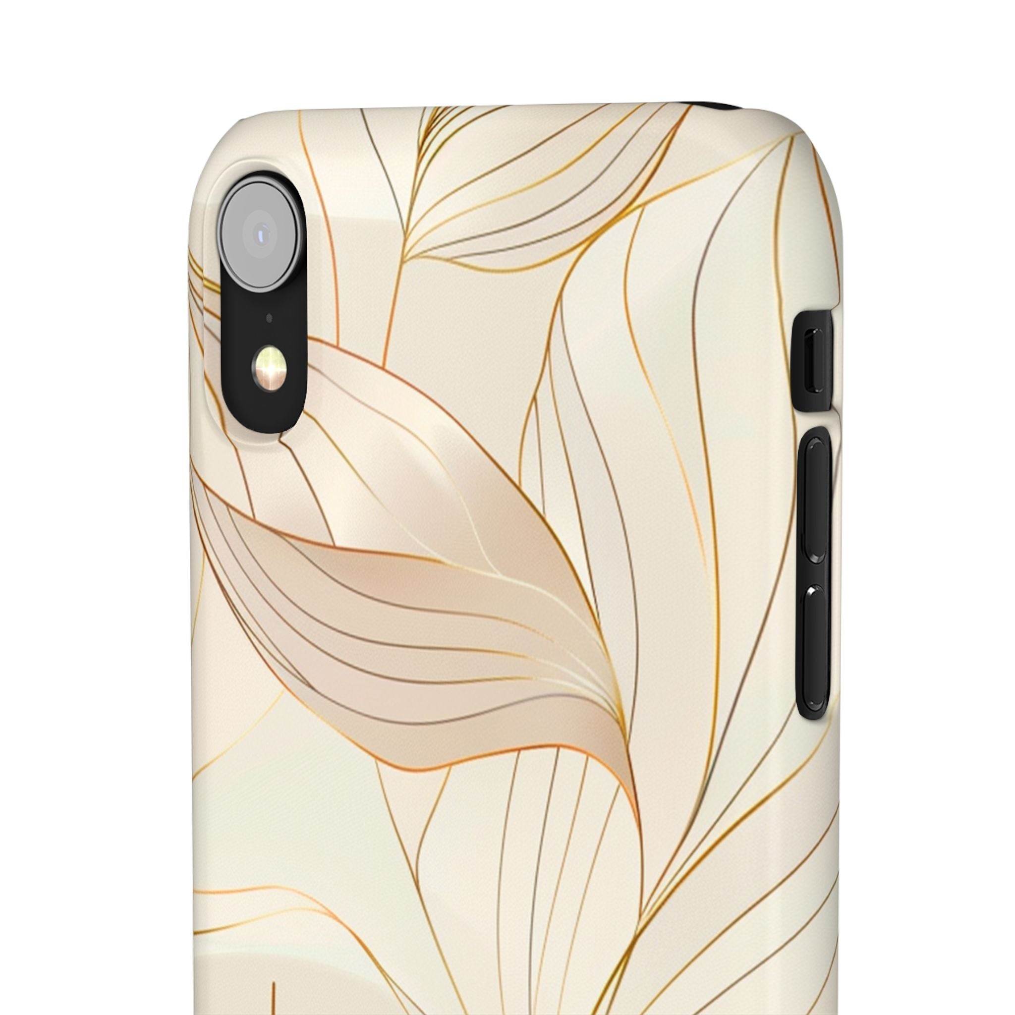 Floral Gold Leaf Phone Case — Elegant Neutral Botanical Snap Case