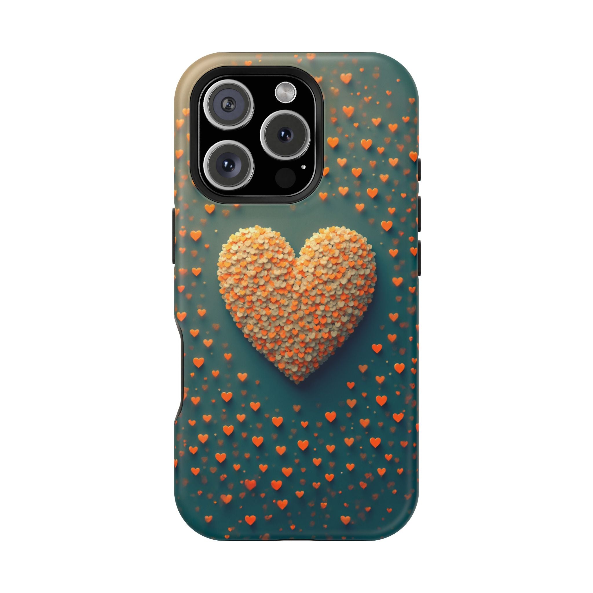 Magnetic Impact-Resistant Phone Case — Textured Heart Confetti Design
