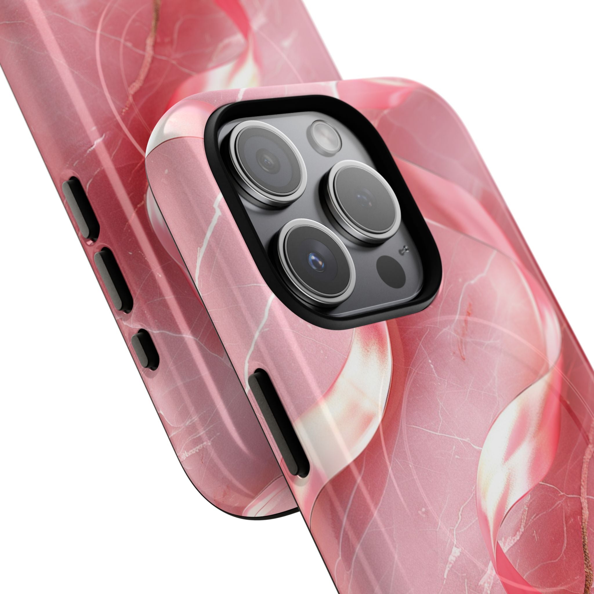 Pink Marble Tough Magnetic Phone Case — Abstract Rose Swirl Magnetic iPhone Cover