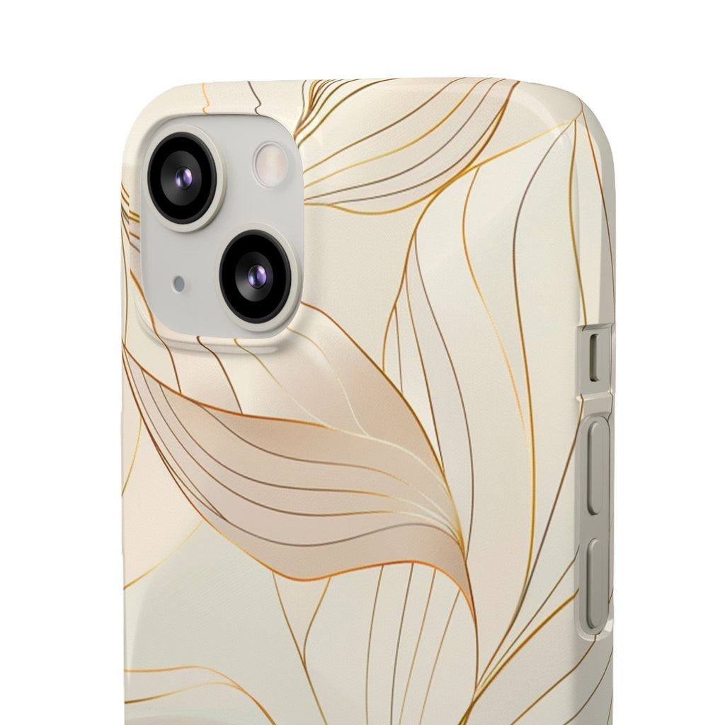 Floral Gold Leaf Phone Case — Elegant Neutral Botanical Snap Case