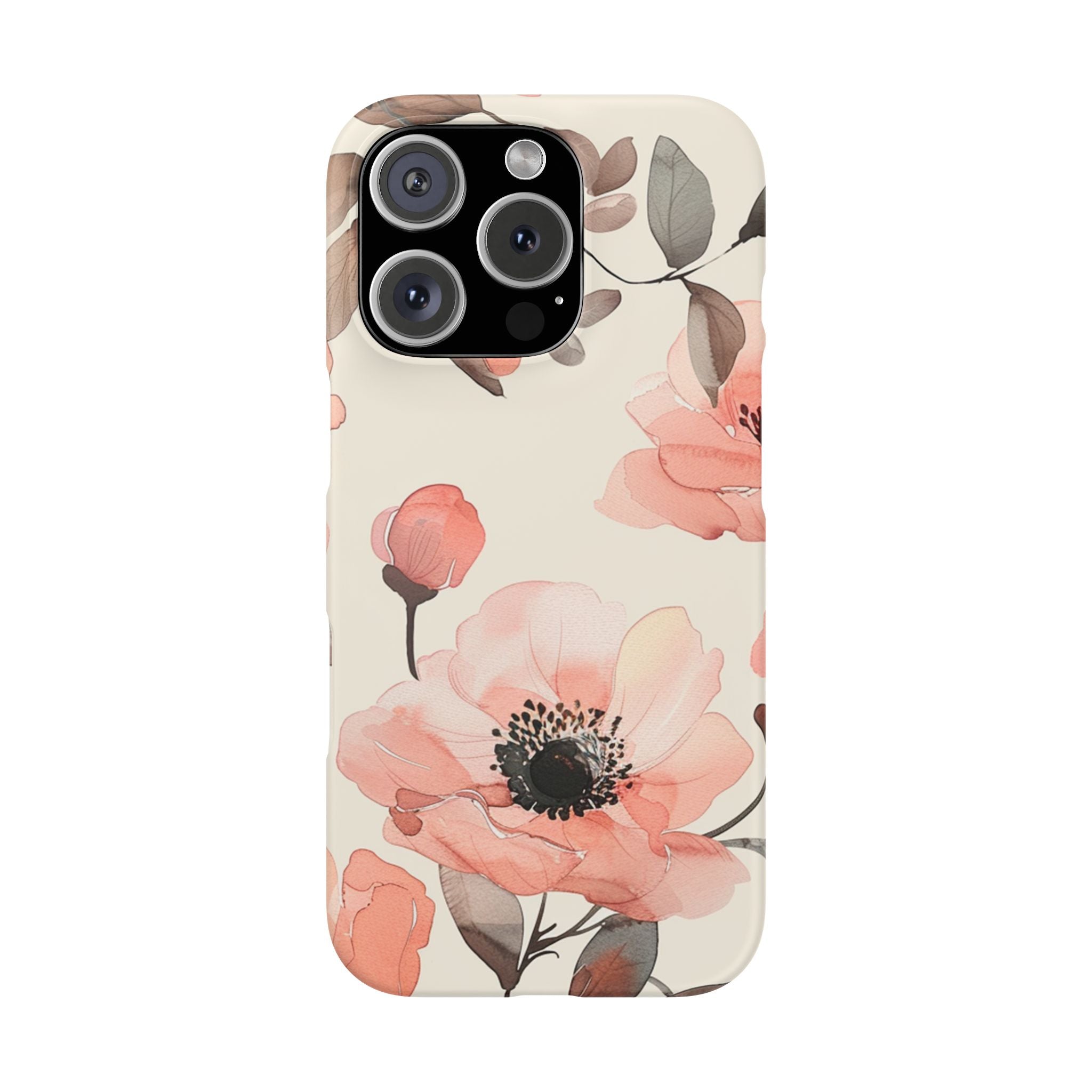 Floral Snap Phone Case — Blush Watercolor Poppies