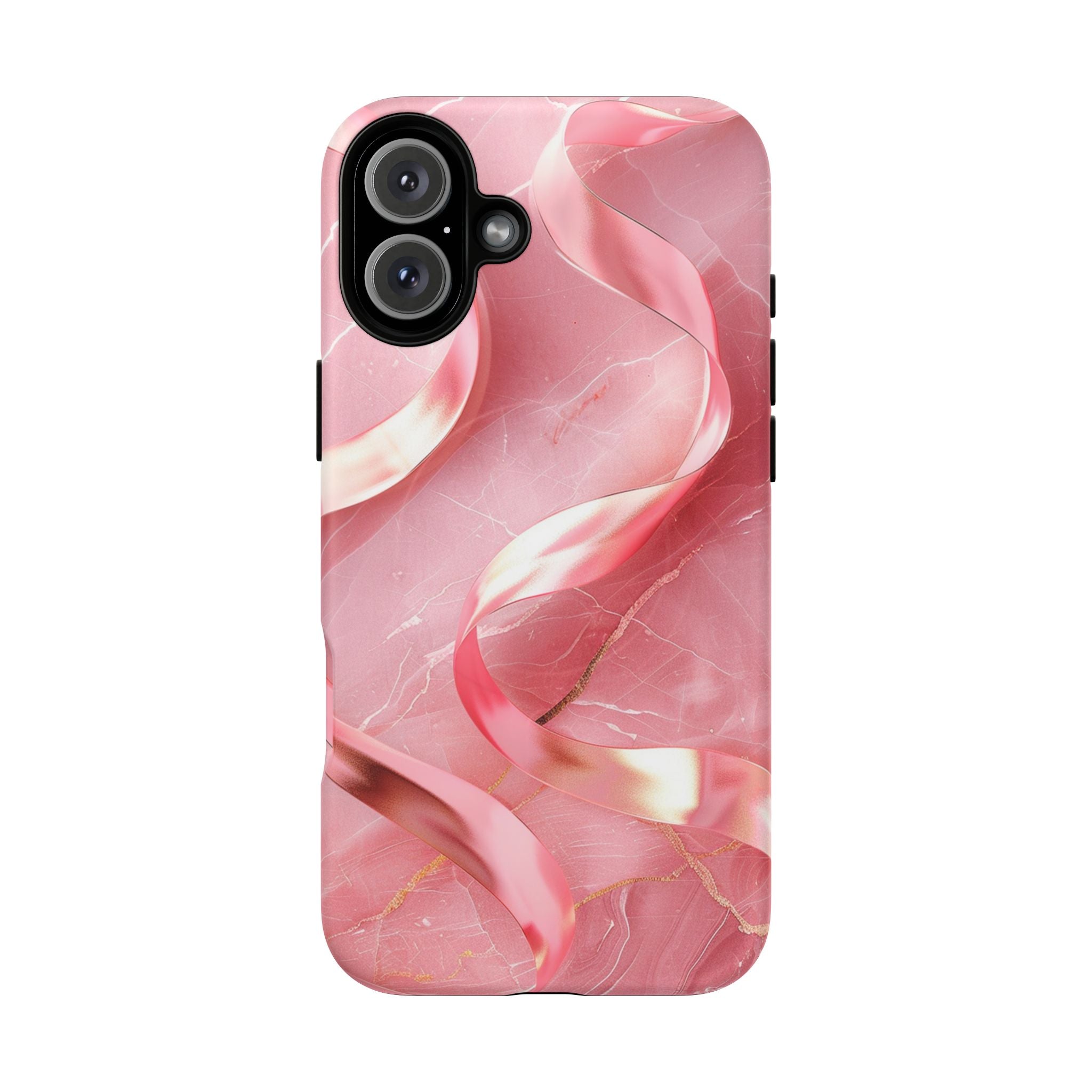 Pink Marble Tough Magnetic Phone Case — Abstract Rose Swirl Magnetic iPhone Cover