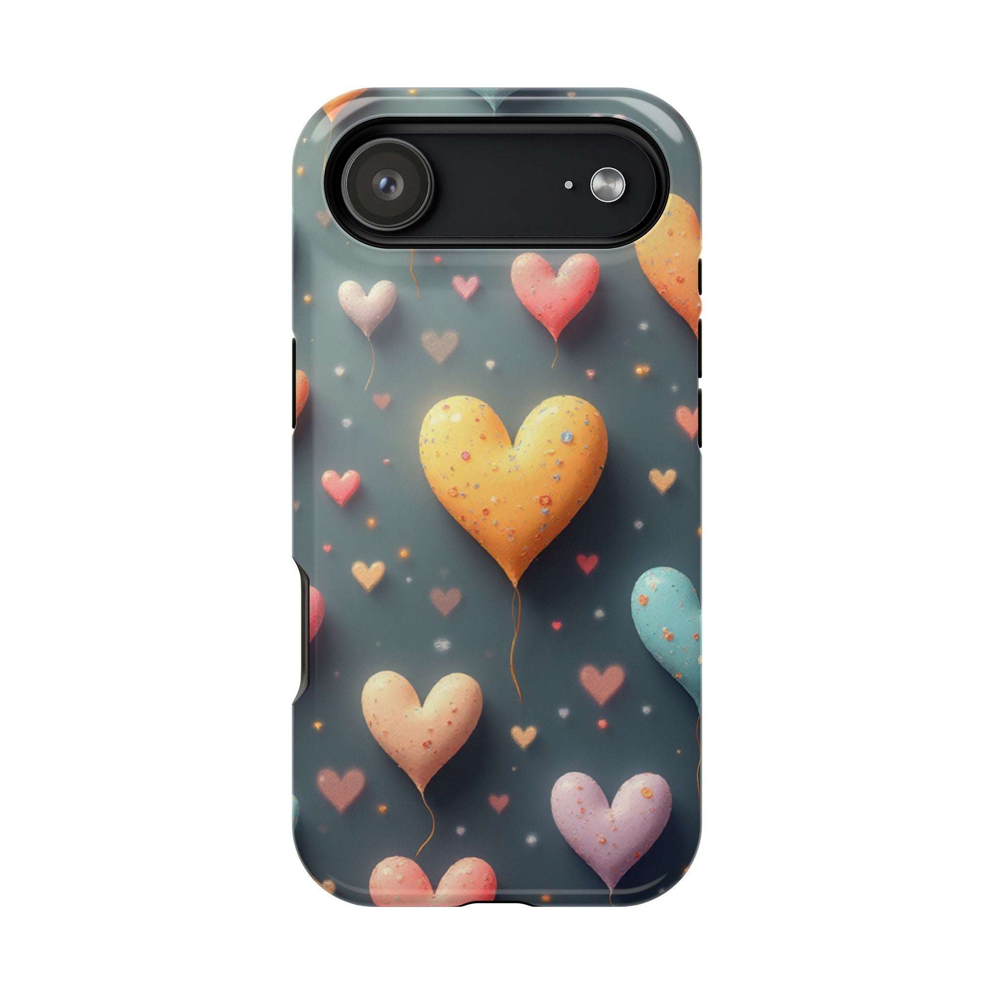 Magnetic Impact-Resistant Phone Case — Colorful Floating Heart Design