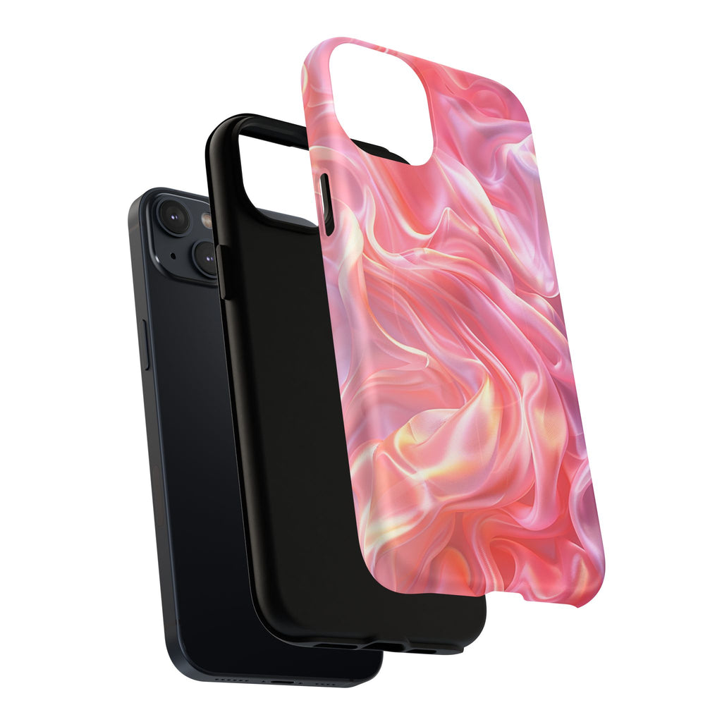 Pink Swirl Tough Magnetic Phone Case — Protective Magnetic iPhone Cover with Iridescent Marble Design